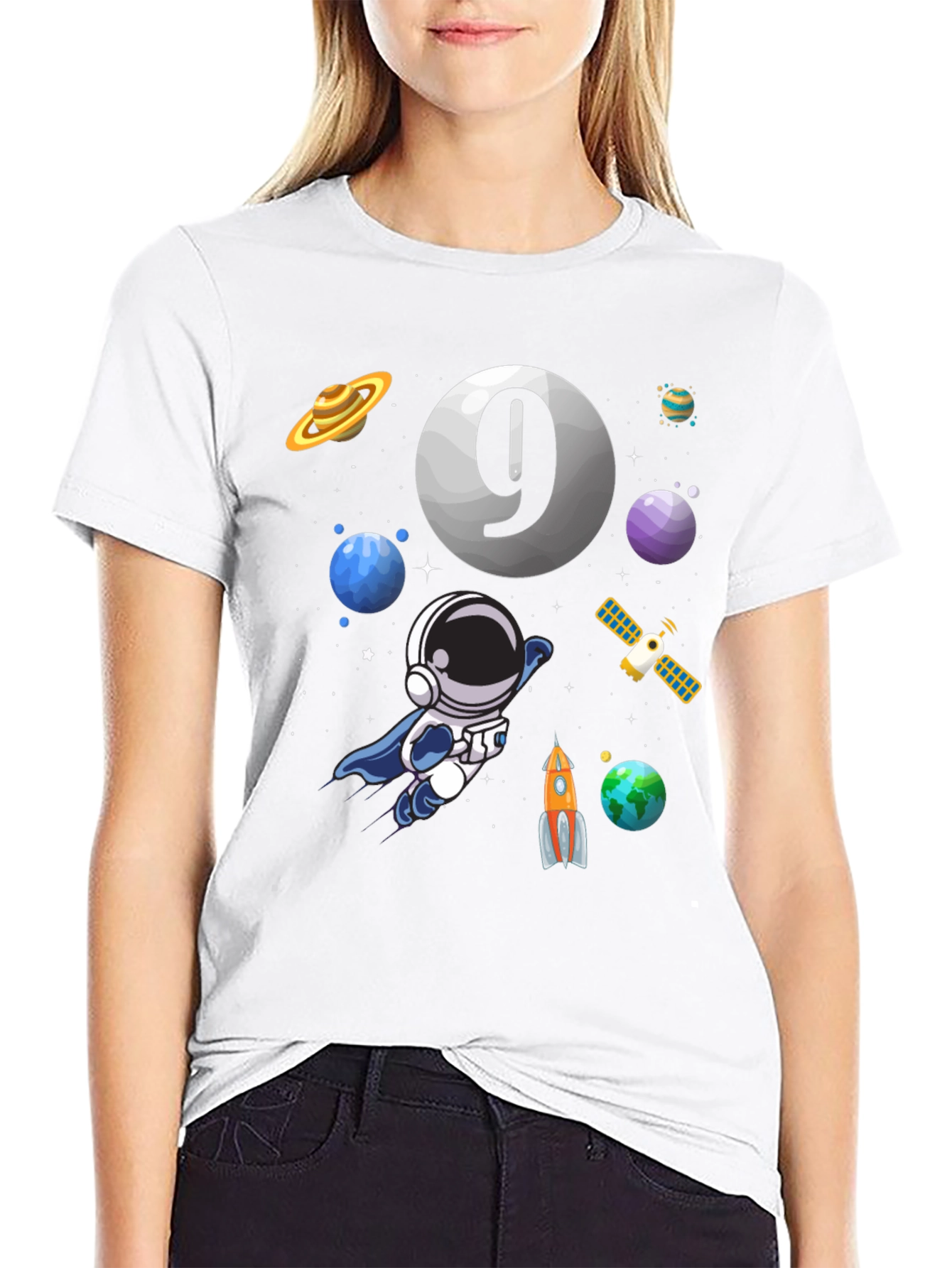 Space Themed Birthday T-Shirt - Age 9