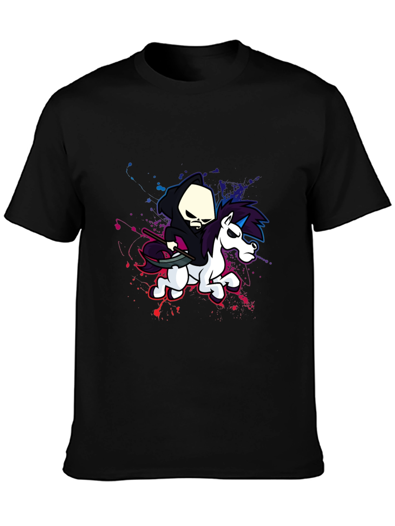 Grim Reaper Unicorn Graphic T-Shirt