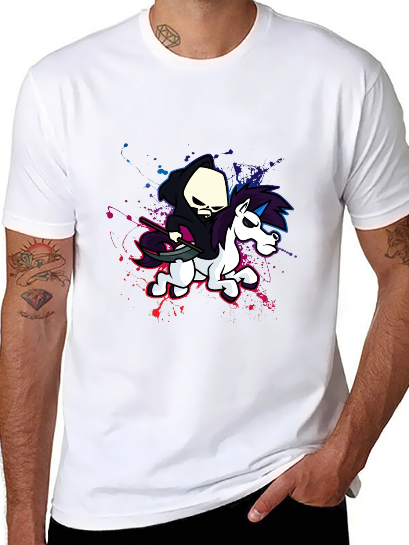 Grim Reaper Unicorn Graphic T-Shirt