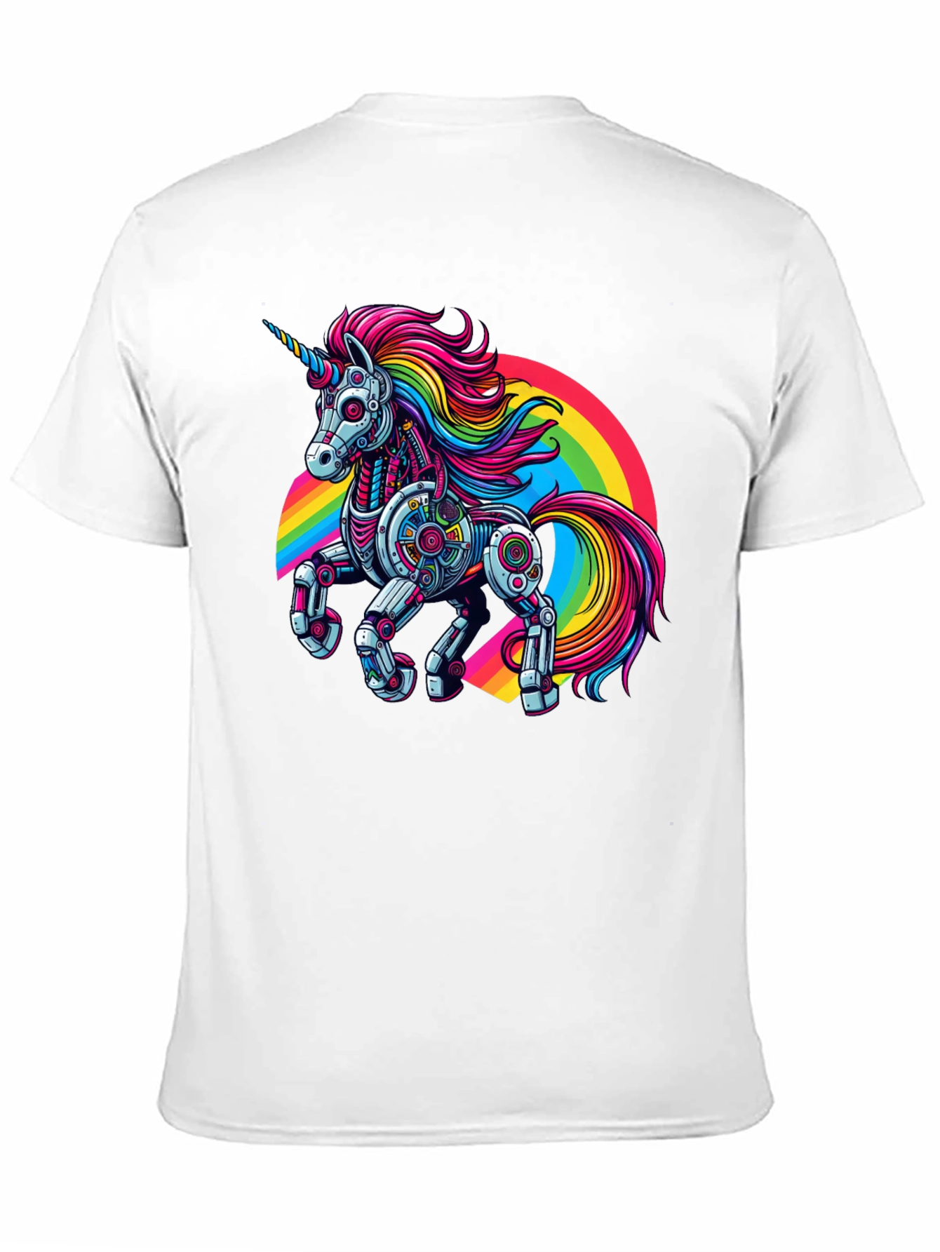 Robot Unicorn Rainbow Graphic T-Shirt