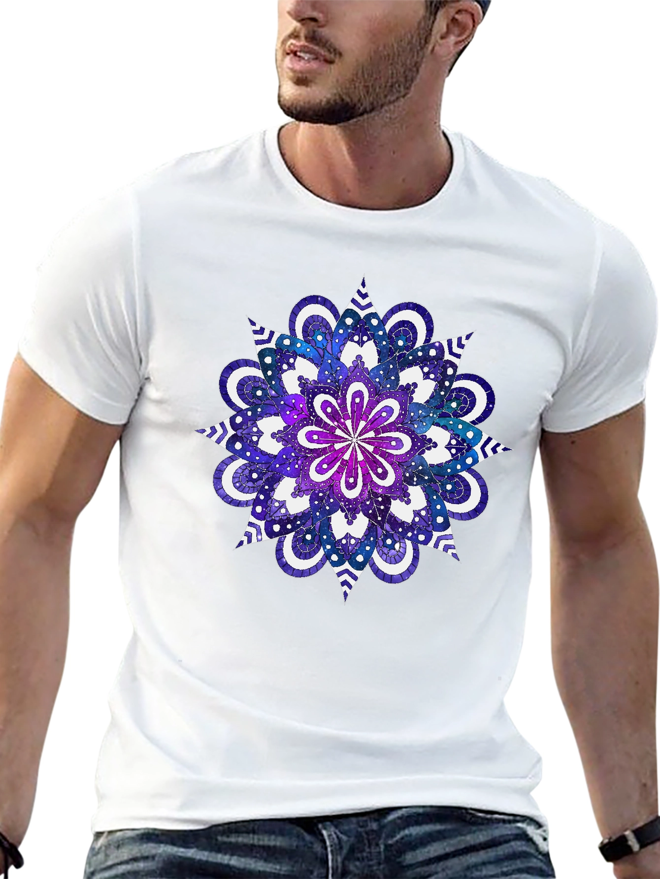 Galaxy Mandala Graphic Tee - Cosmic Style