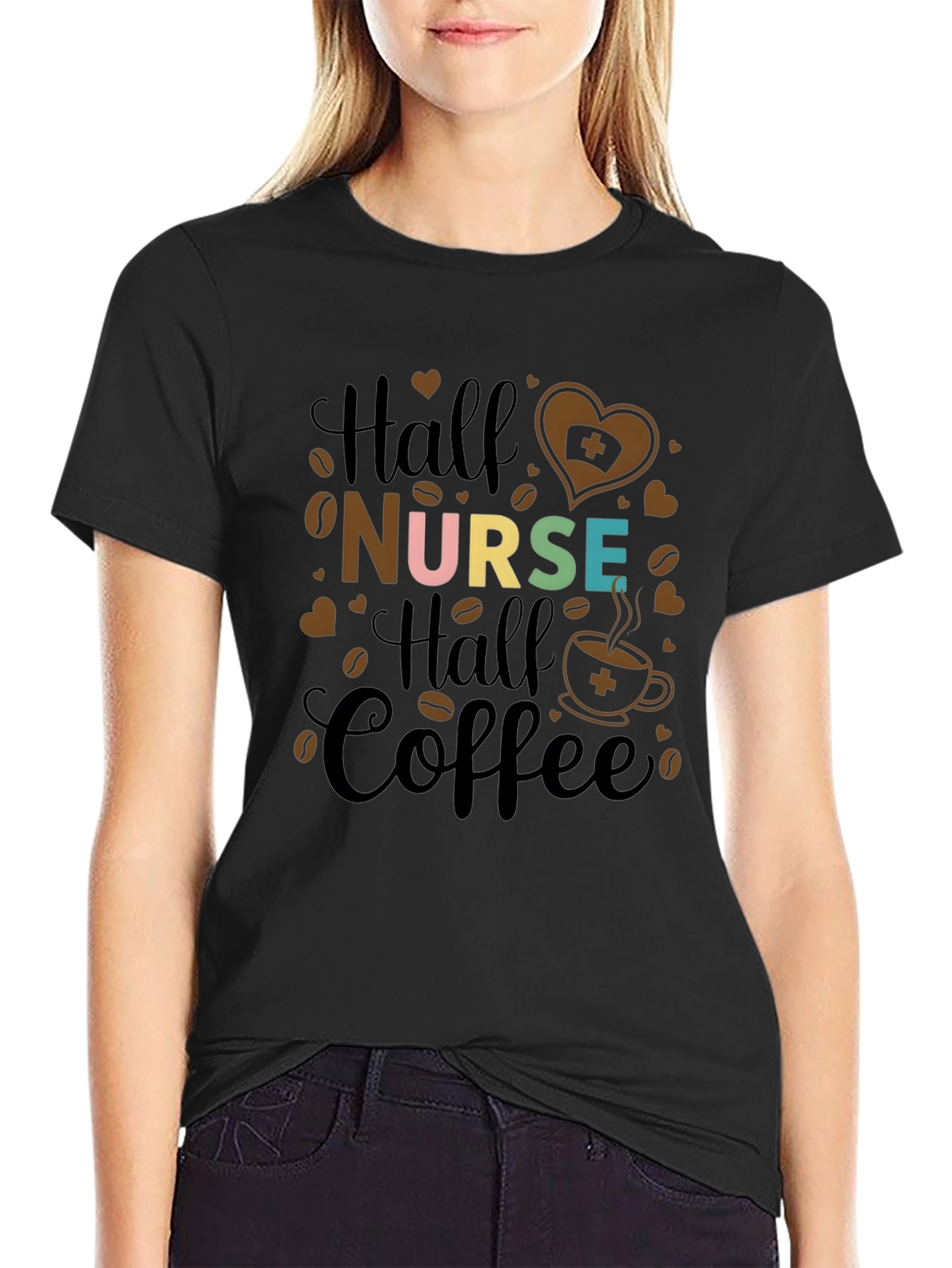 Half Nurse Half Coffee Graphic T-Shirt
