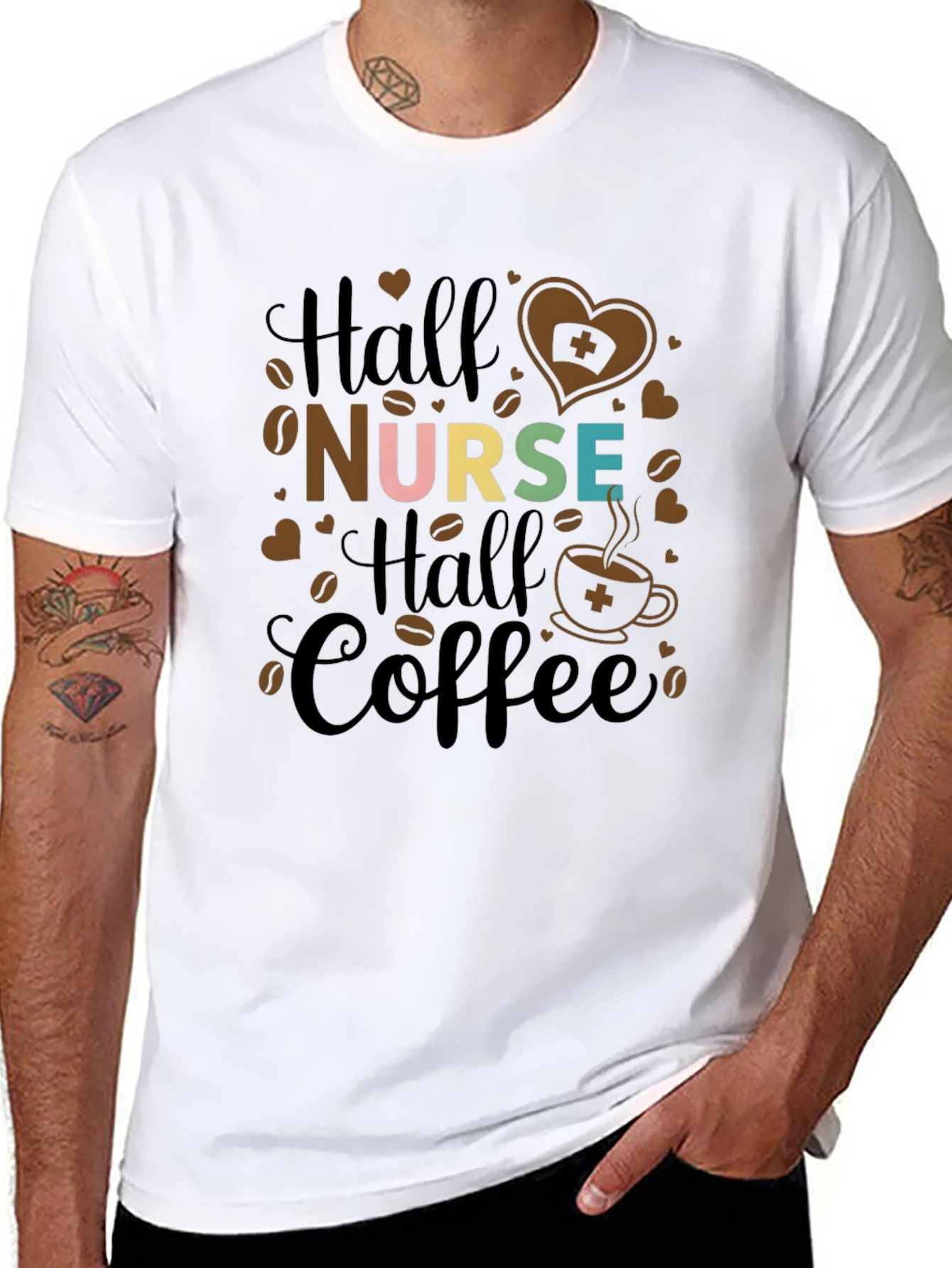 Half Nurse Half Coffee Graphic T-Shirt