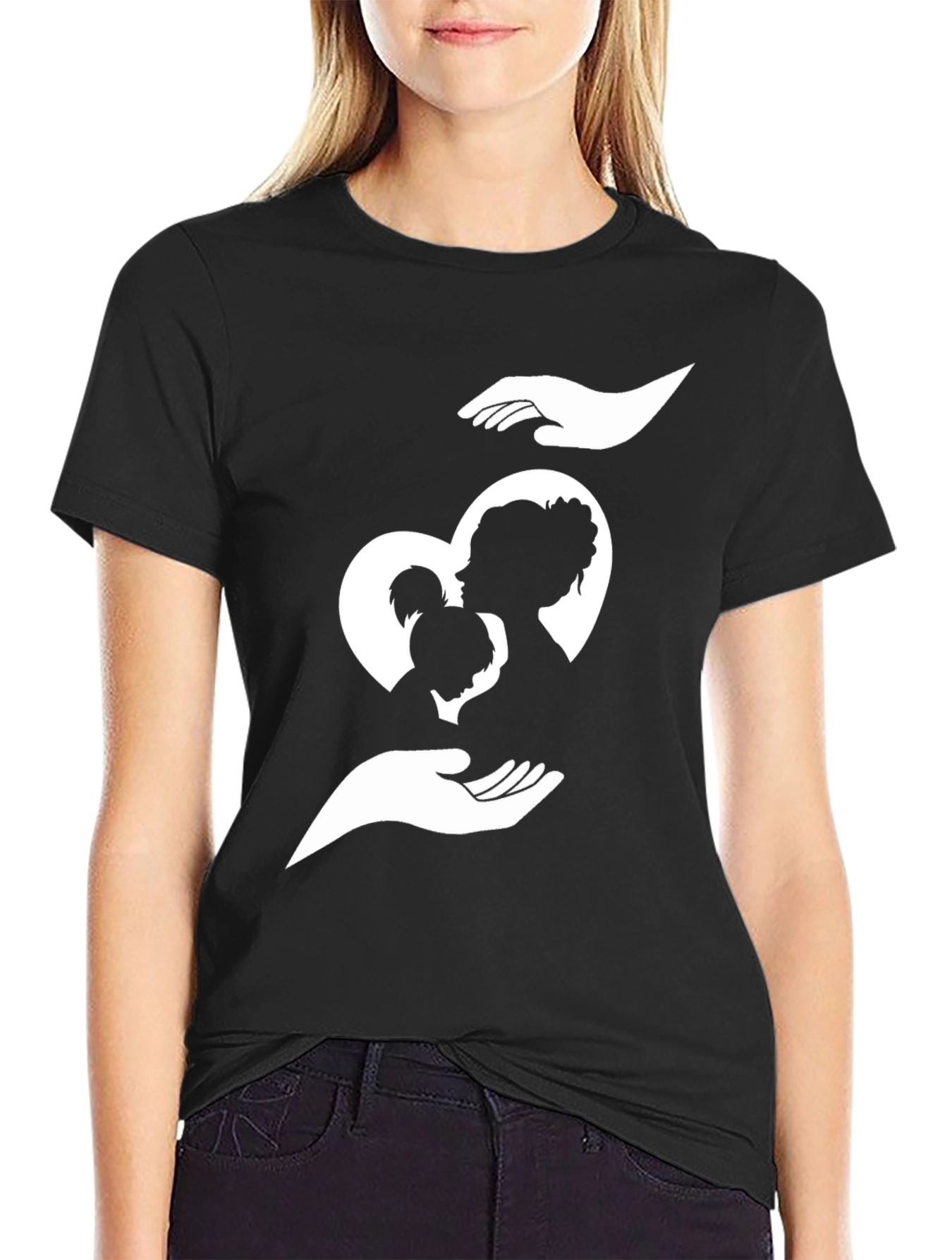 Mothers Love T-Shirt - Heart Silhouette Design