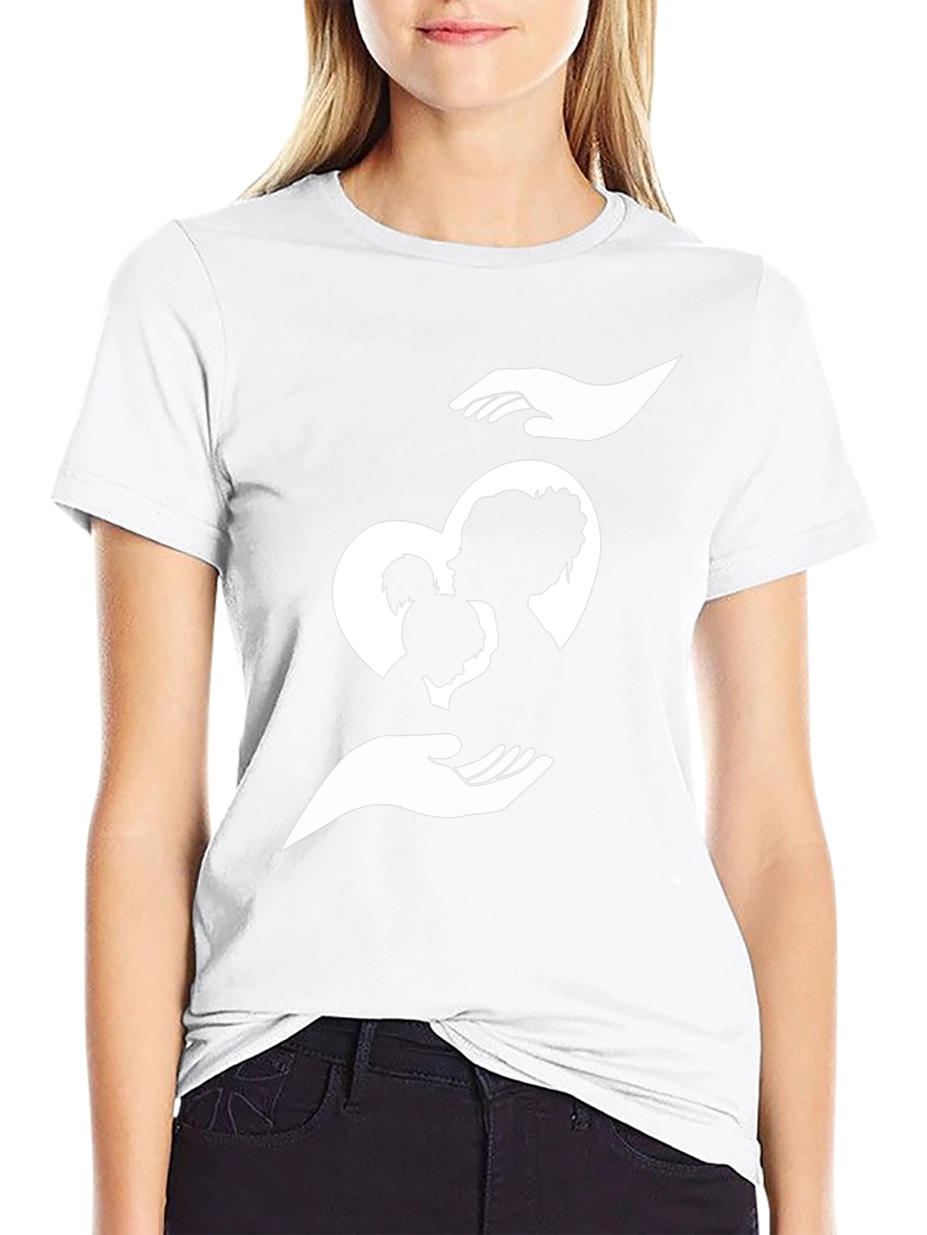 Mothers Love T-Shirt - Heart Silhouette Design