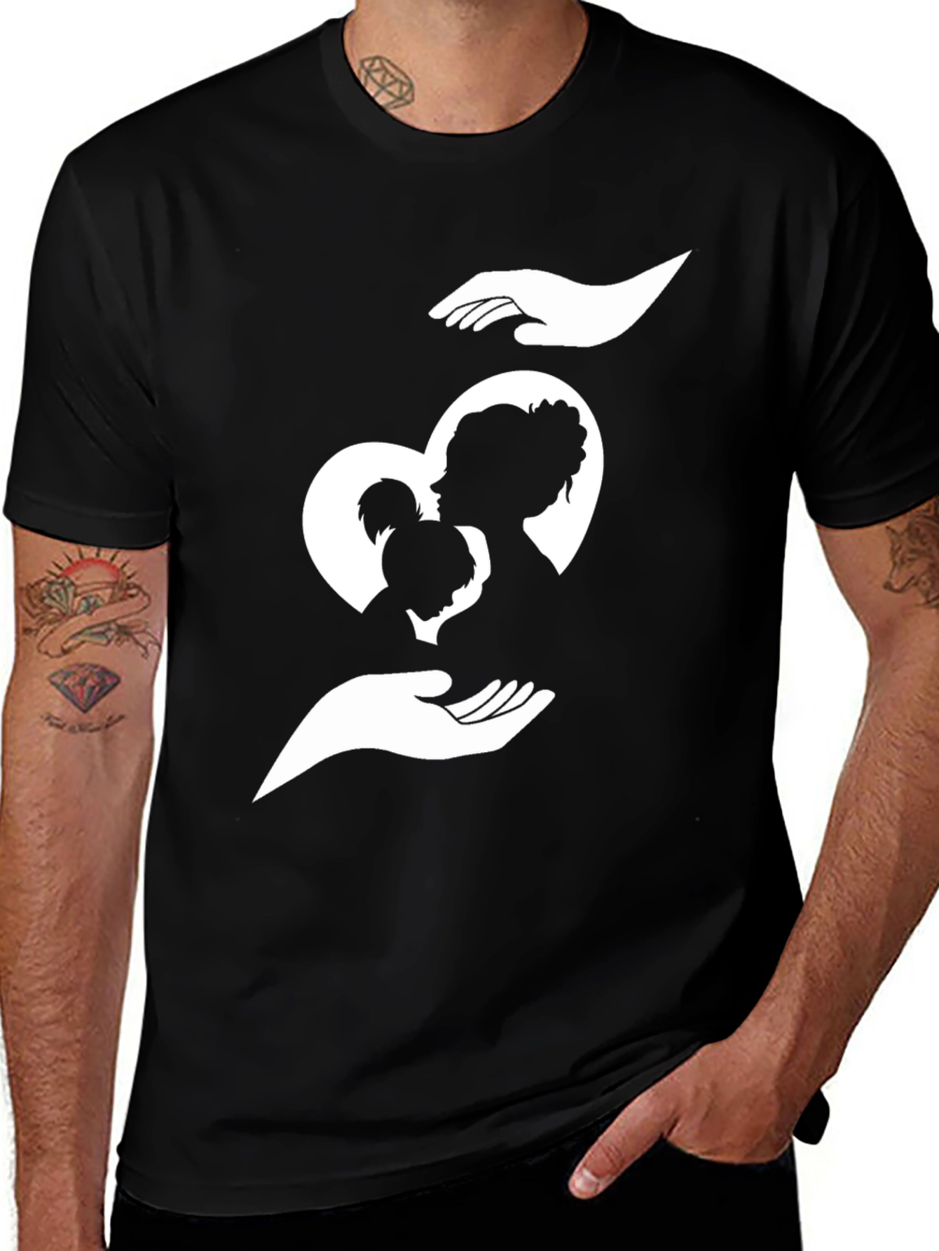 Mothers Love T-Shirt - Heart Silhouette Design