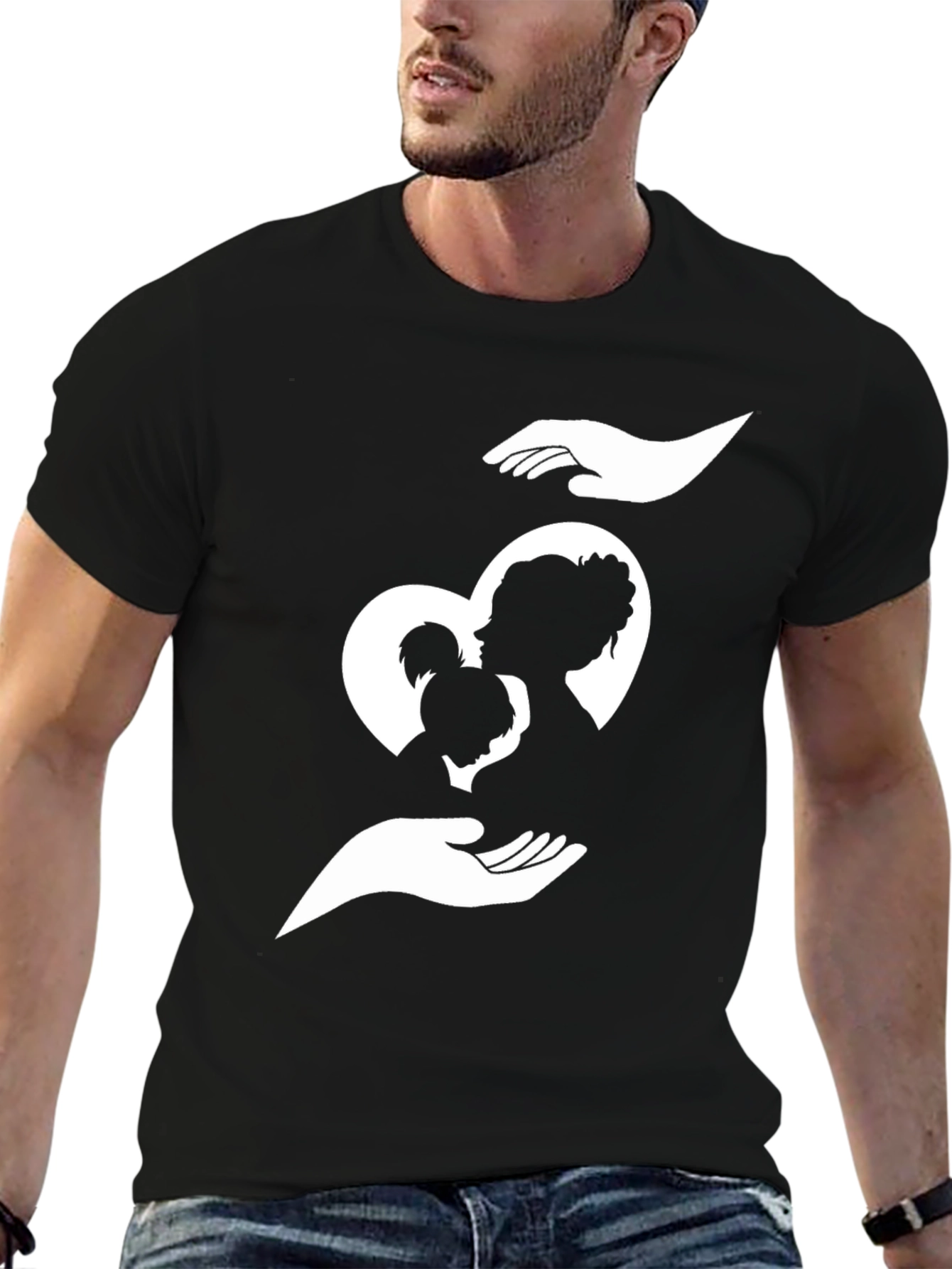 Mothers Love T-Shirt - Heart Silhouette Design
