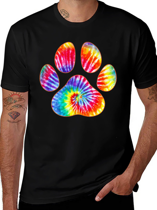 Tie-Dye Paw Print Black T-Shirt