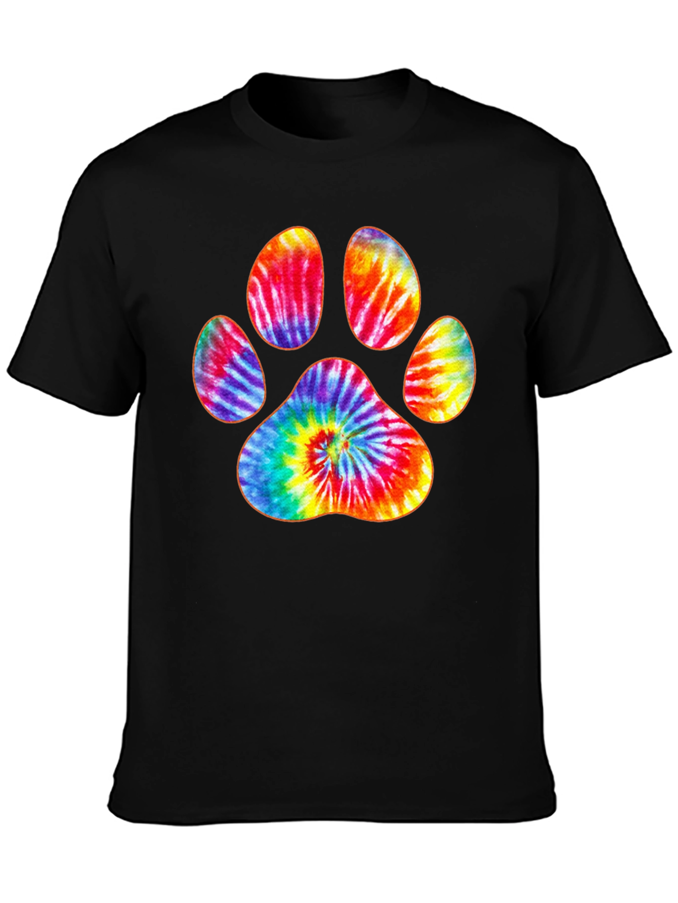 Tie-Dye Paw Print Black T-Shirt