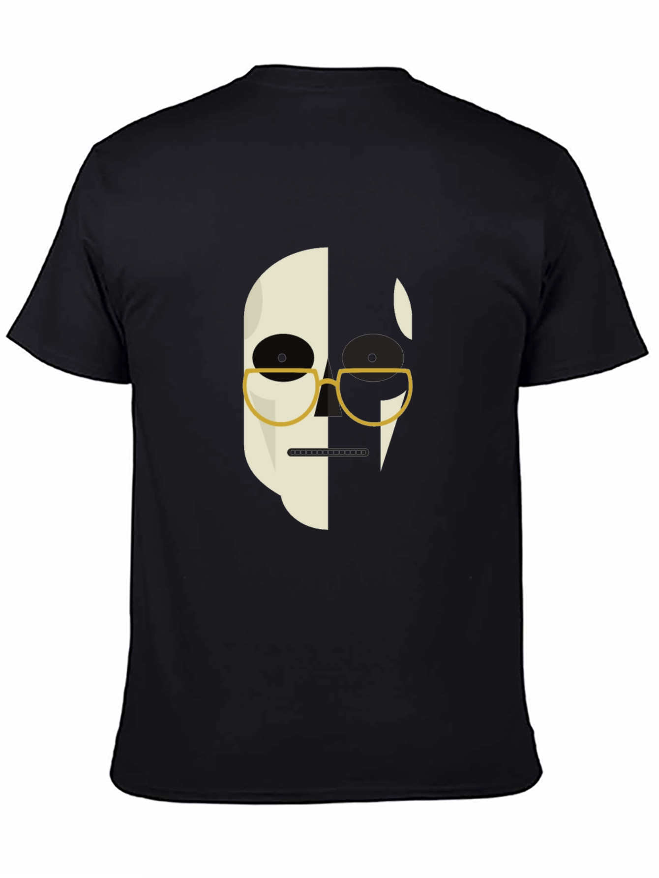 Abstract Face Graphic Print Mens Black T-Shirt