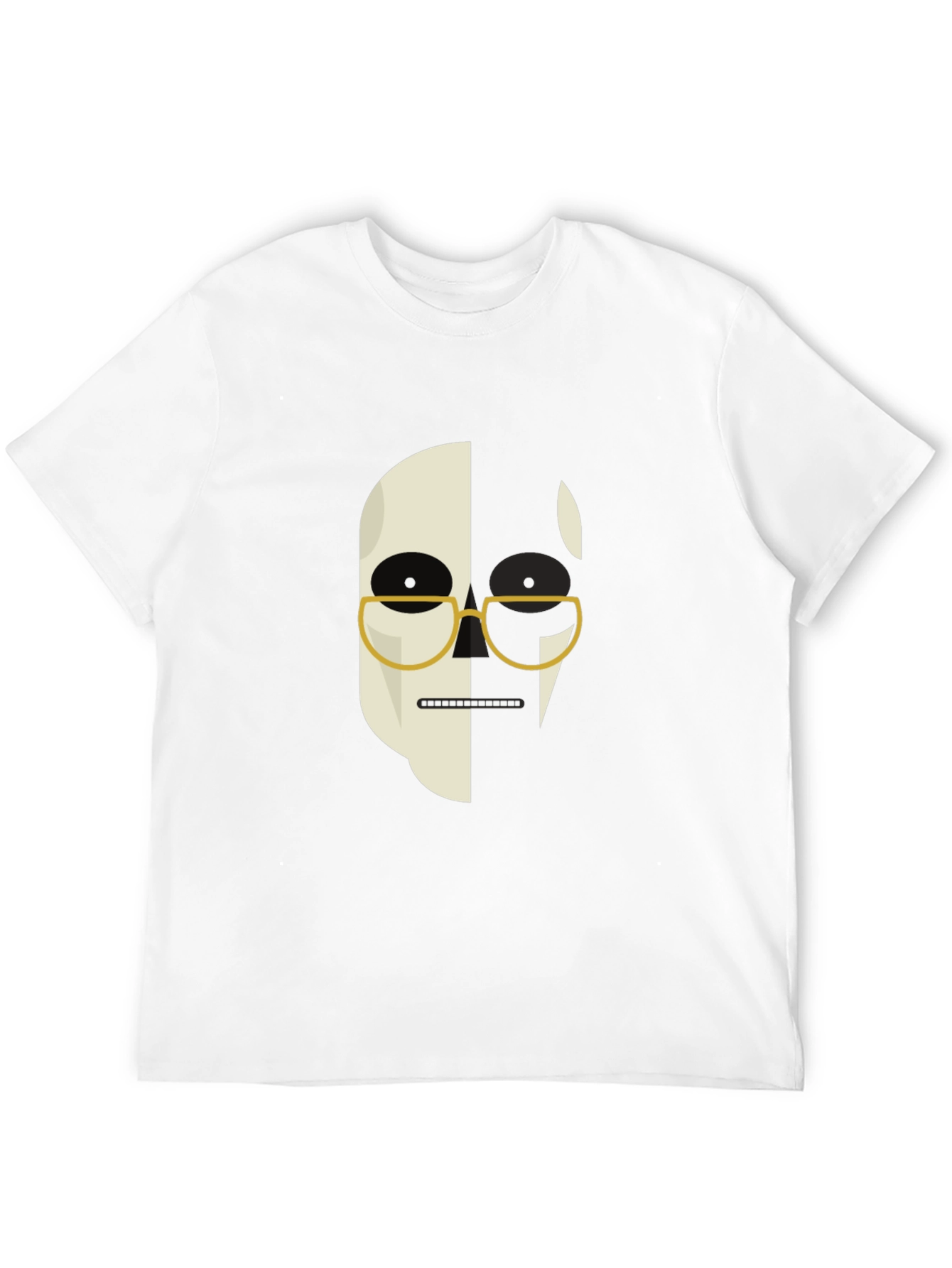 Abstract Face Graphic Print Mens Black T-Shirt