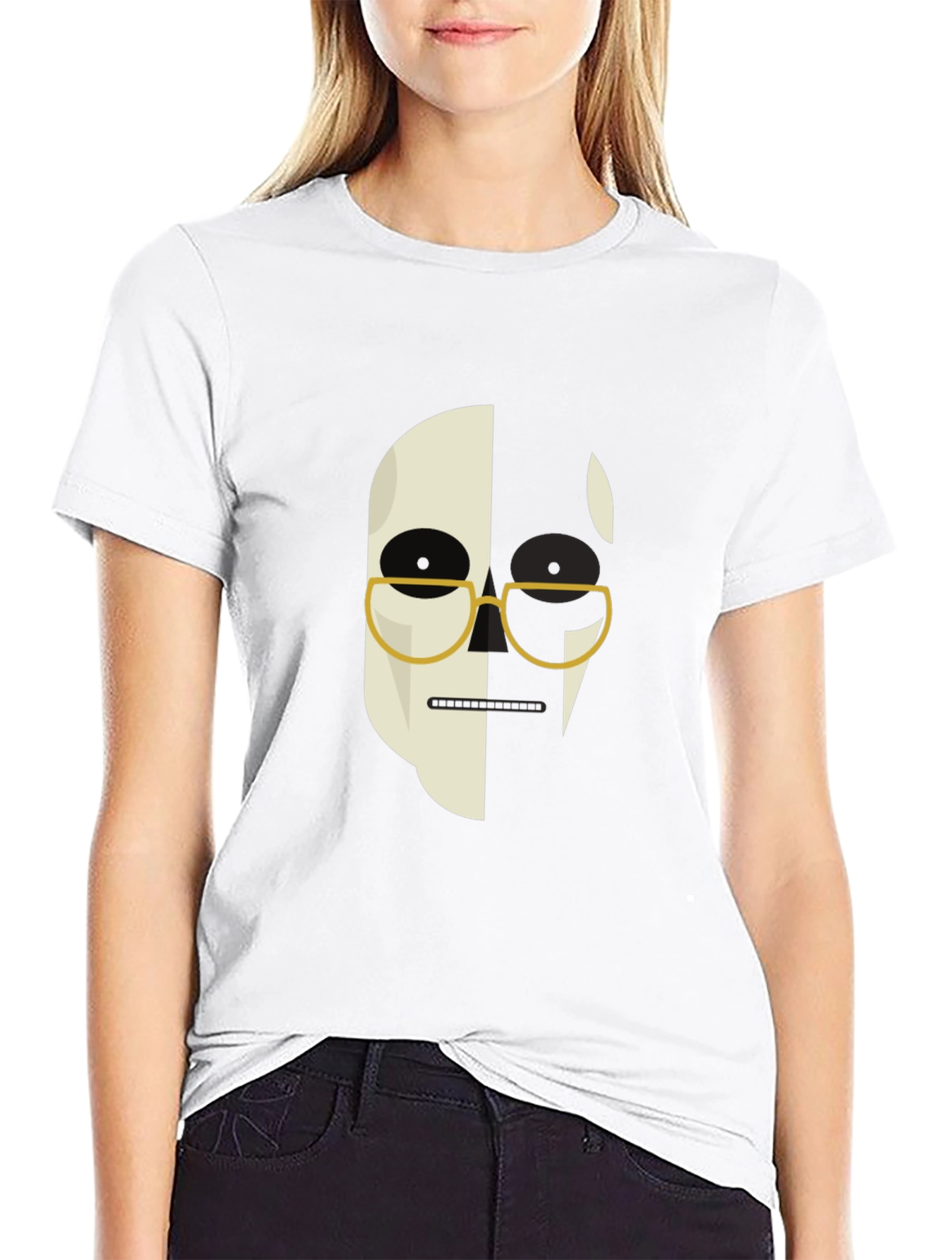 Abstract Face Graphic Print Mens Black T-Shirt