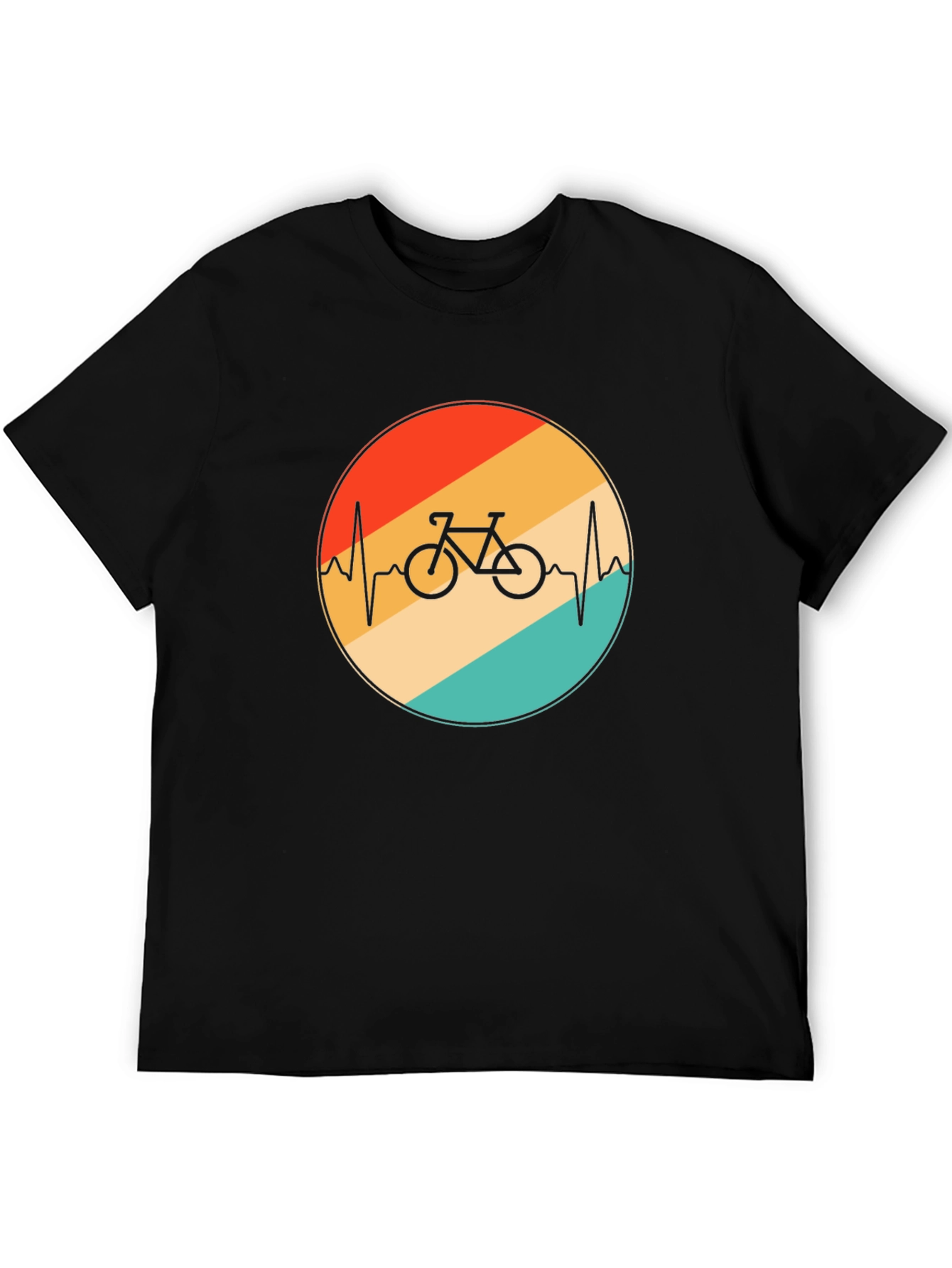 Retro Bike Heartbeat Graphic Tee - Black