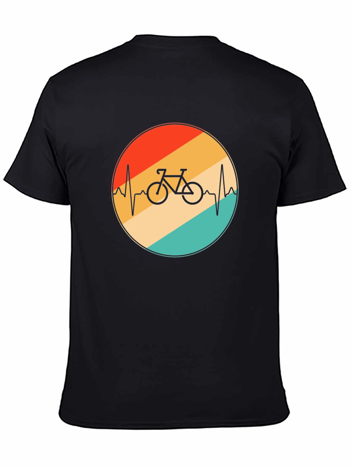 Retro Bike Heartbeat Graphic Tee - Black