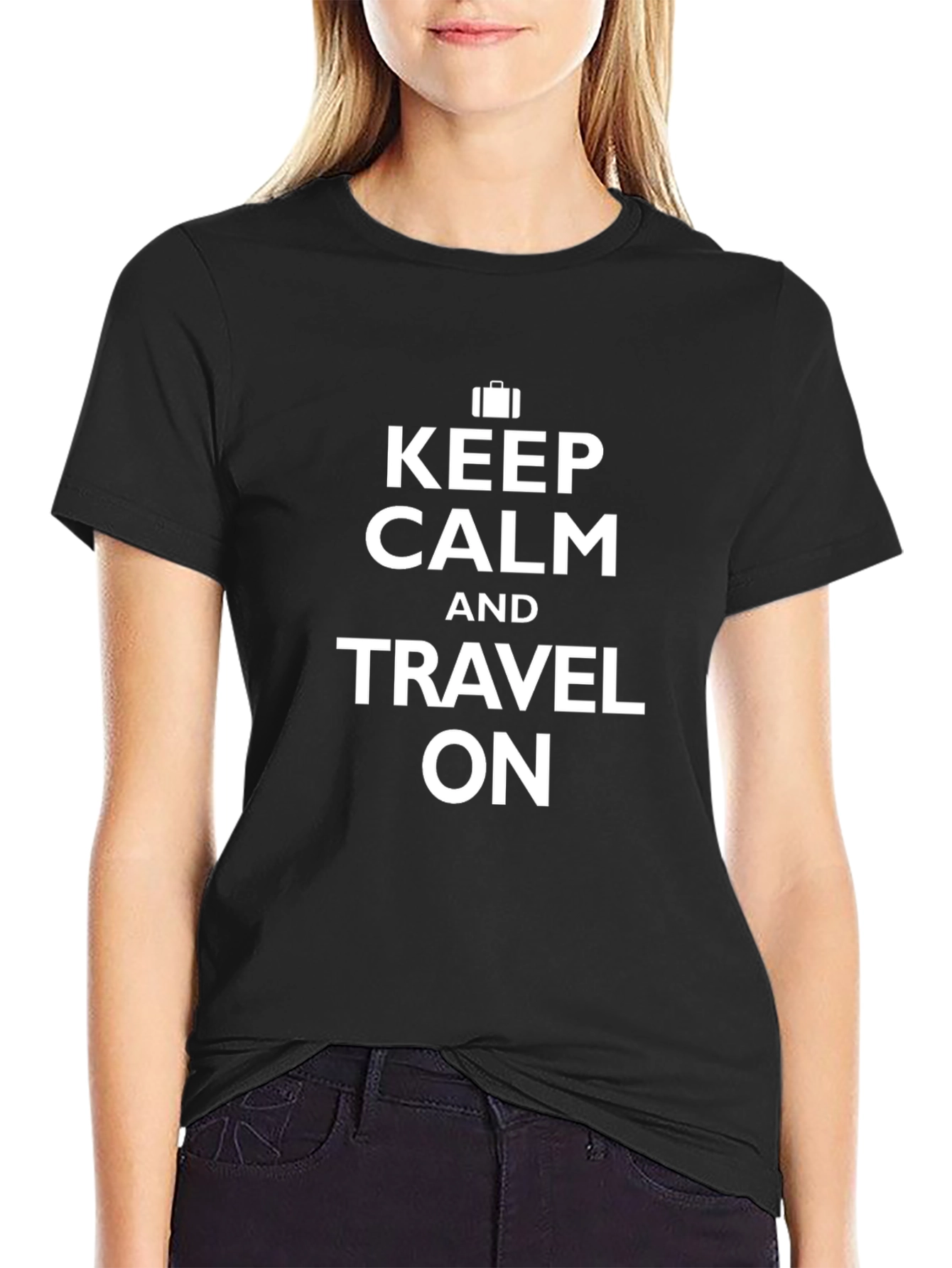 Keep Calm & Travel On Black T-Shirt