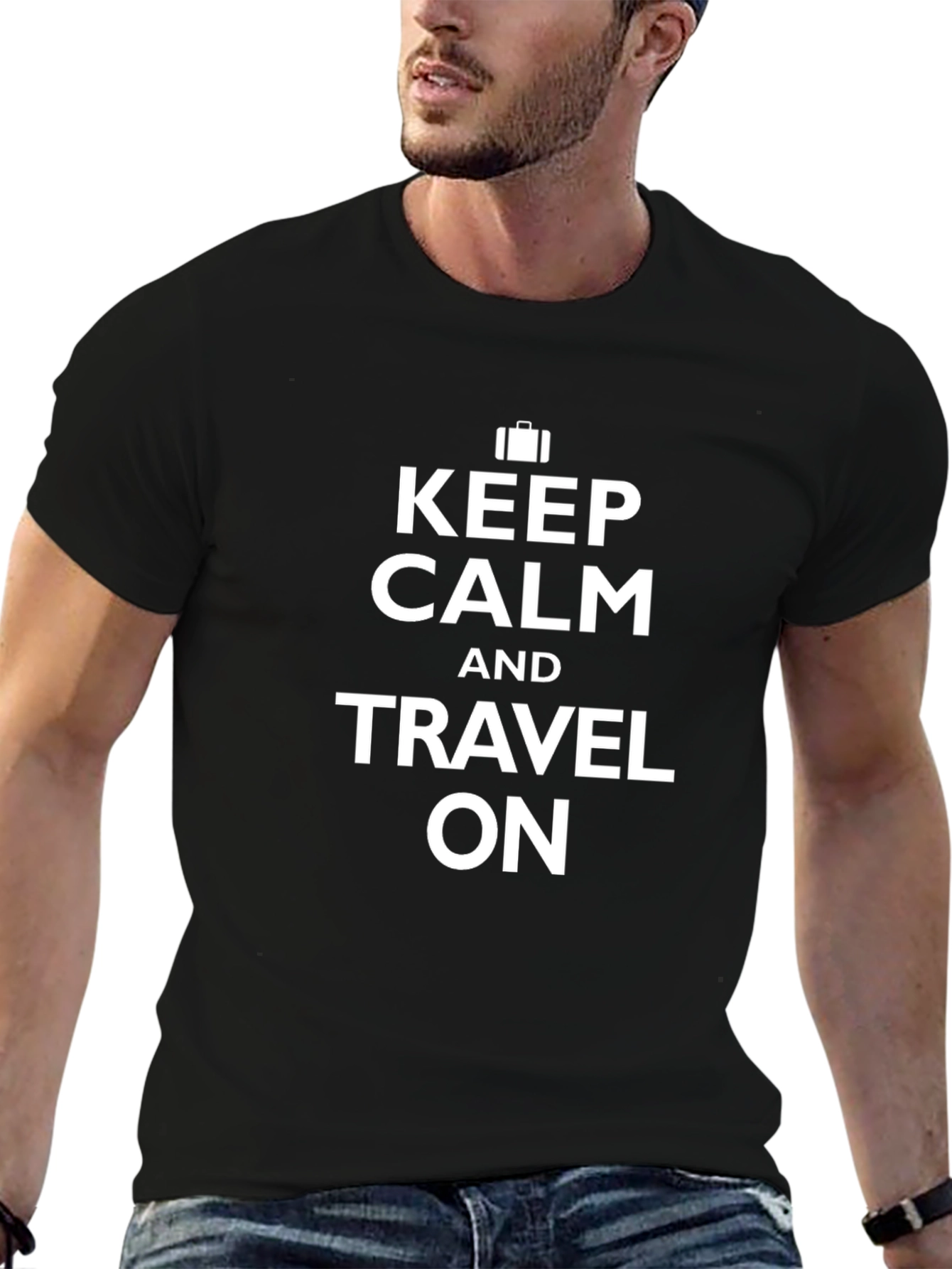 Keep Calm & Travel On Black T-Shirt