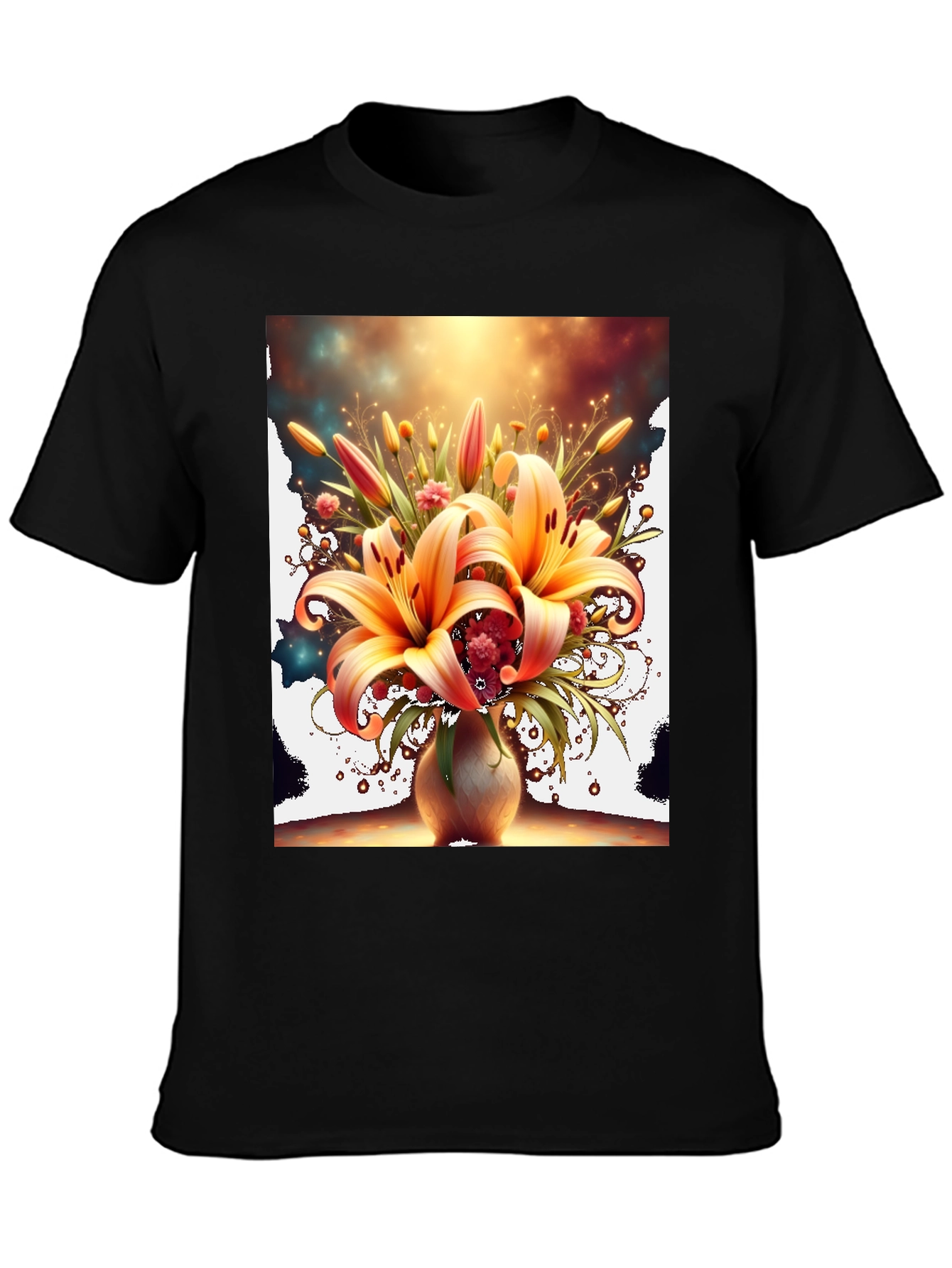 Floral Lily Graphic Tee - Artistic Design T-Shirt