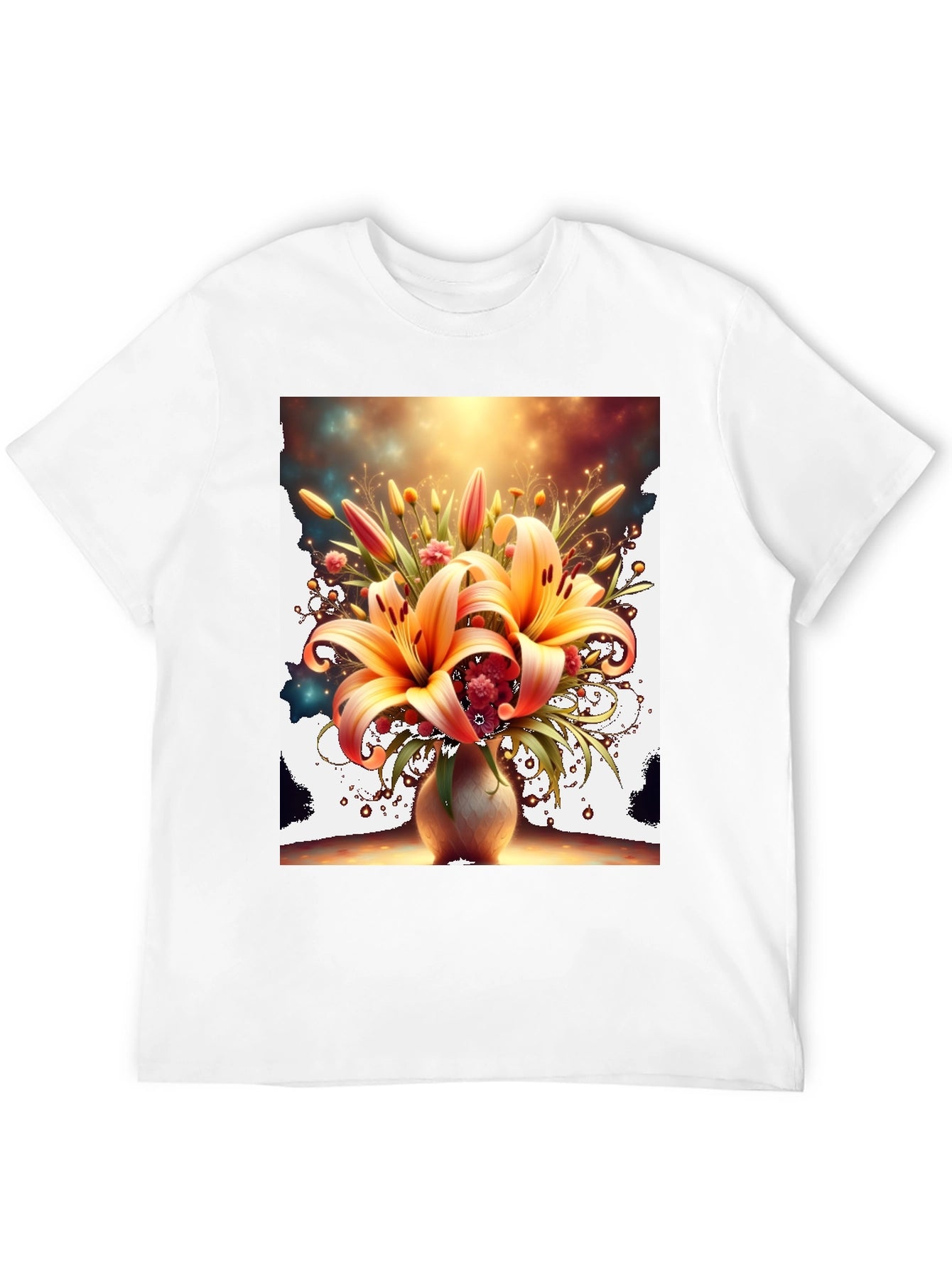 Floral Lily Graphic Tee - Artistic Design T-Shirt