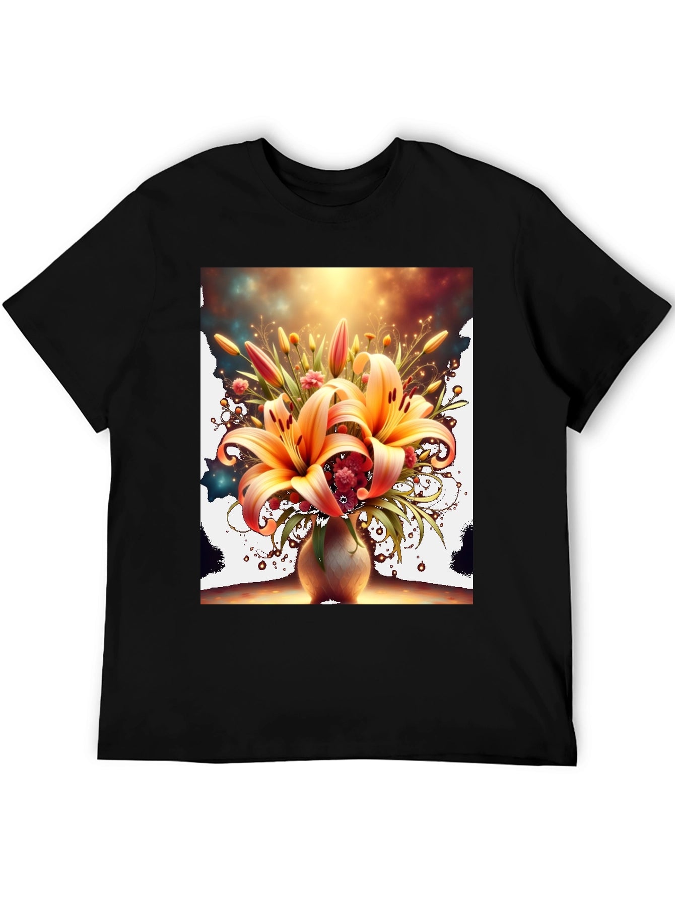 Floral Lily Graphic Tee - Artistic Design T-Shirt