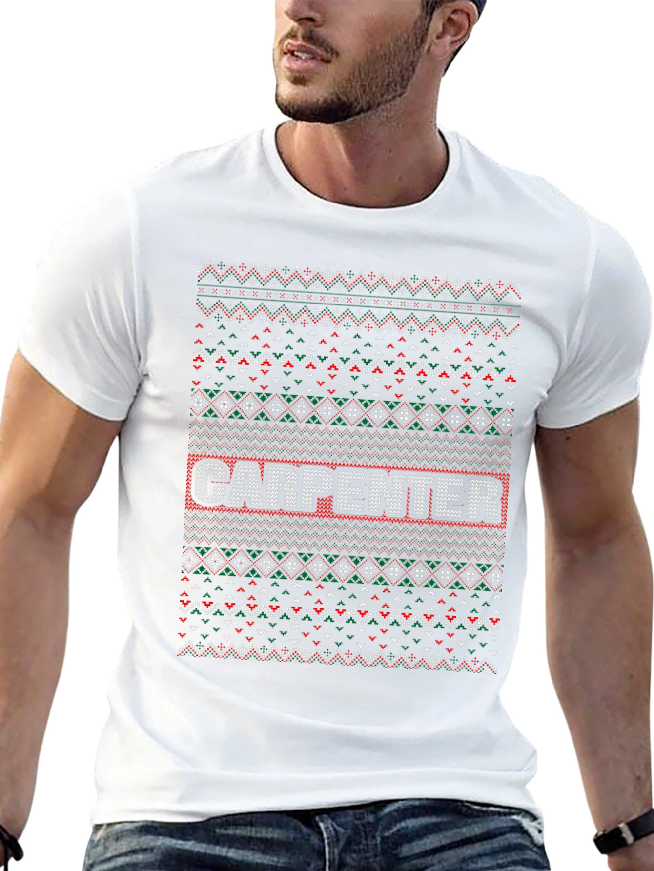 Carpenter Ugly Christmas Sweater Style T-Shirt