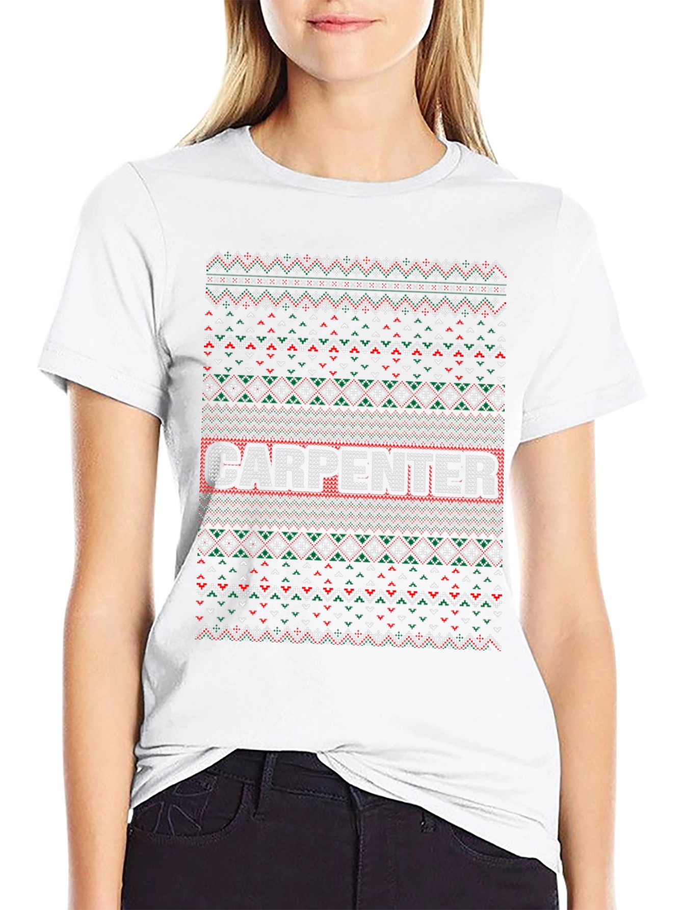 Carpenter Ugly Christmas Sweater Style T-Shirt