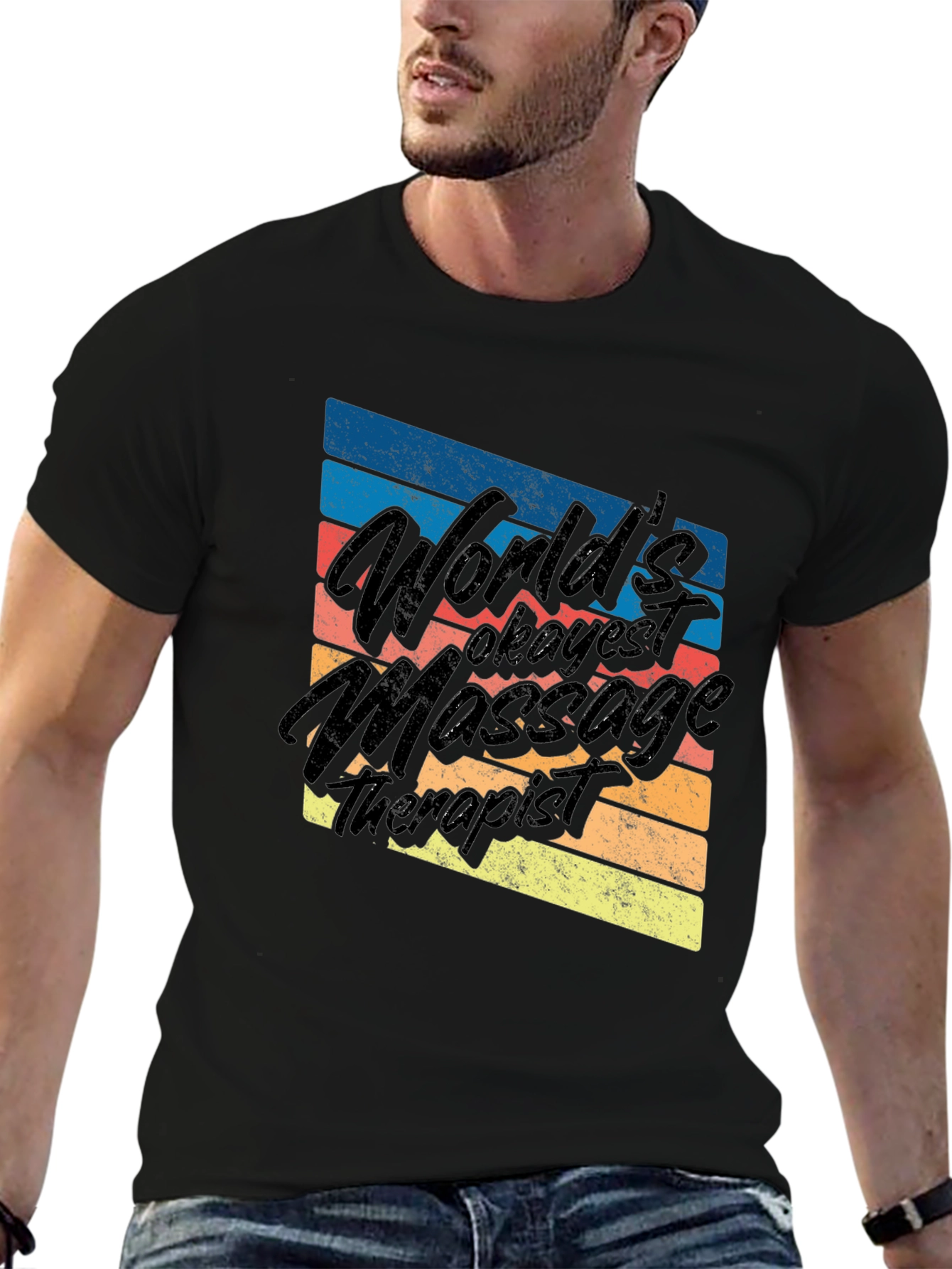 Worlds Okayest Massage Therapist Black T-Shirt