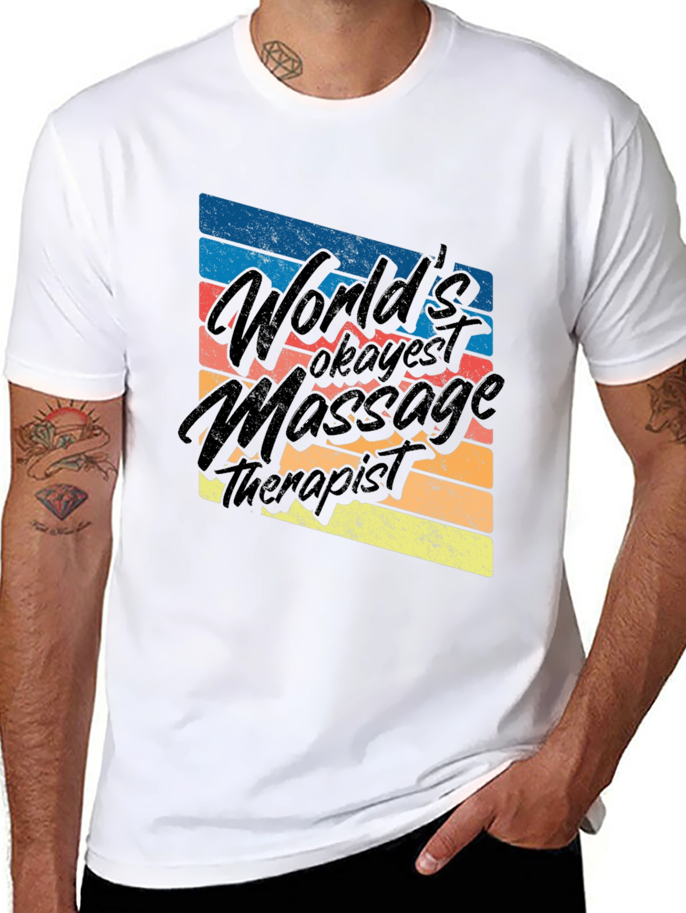 Worlds Okayest Massage Therapist Black T-Shirt