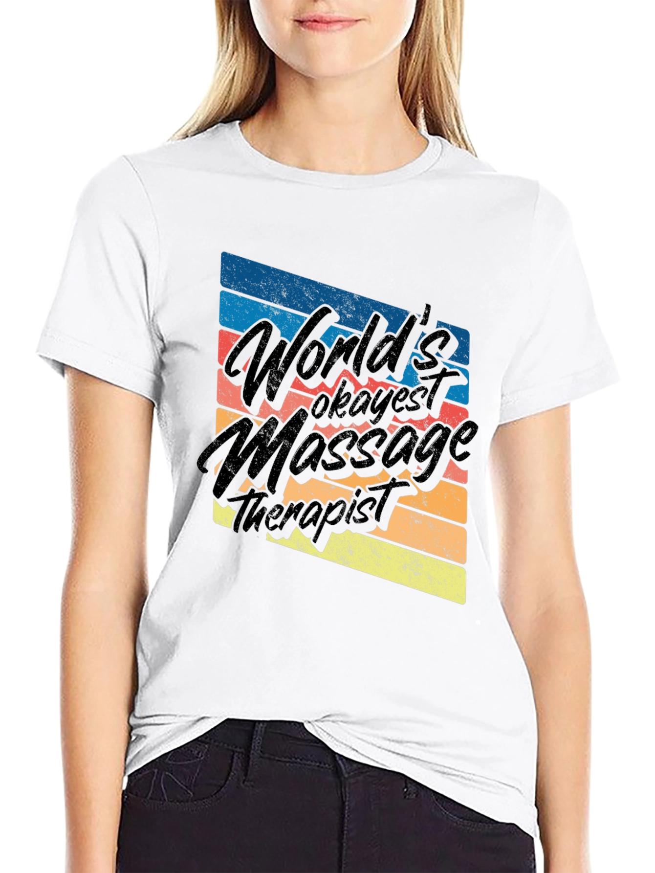 Worlds Okayest Massage Therapist Black T-Shirt