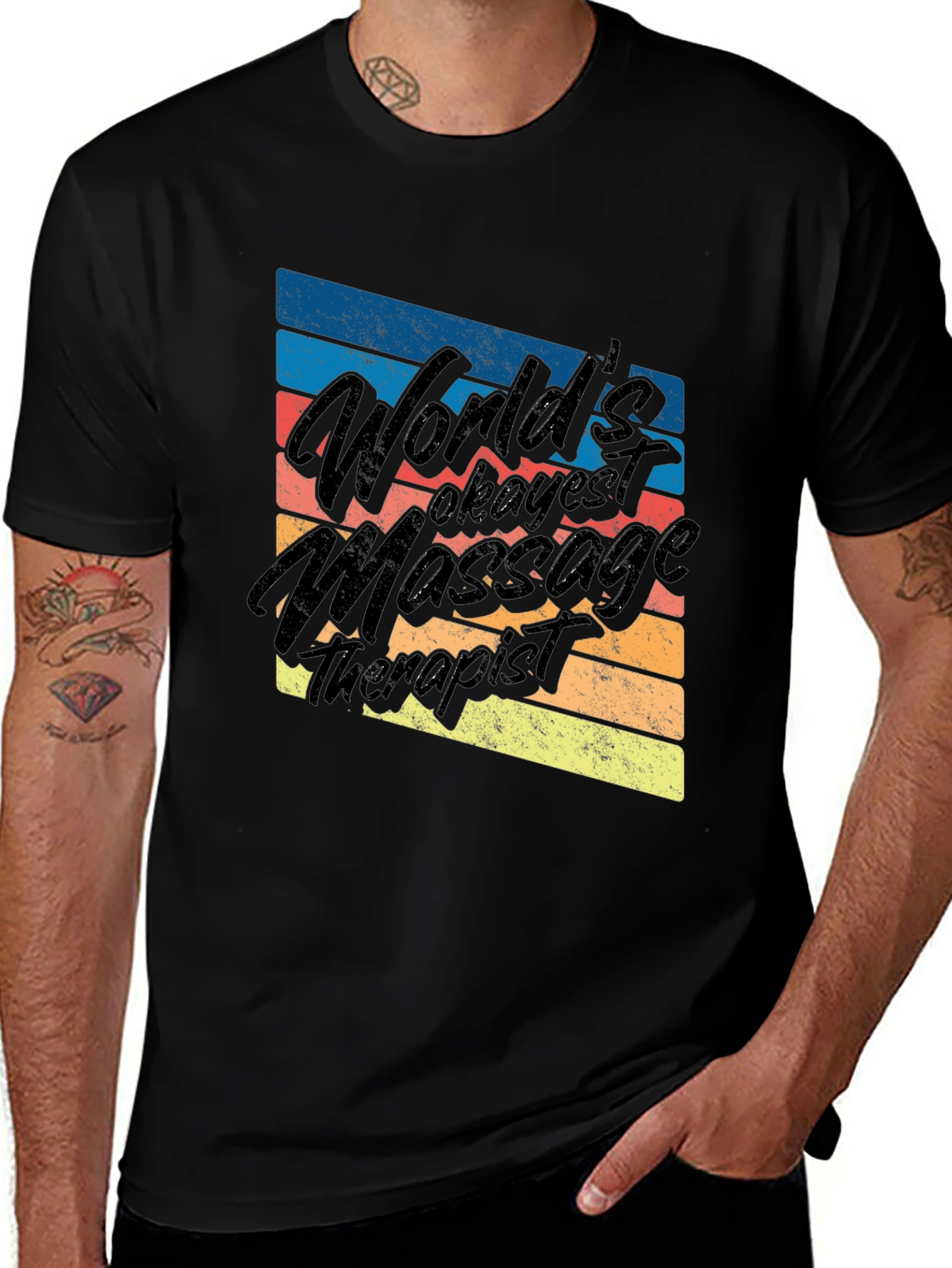 Worlds Okayest Massage Therapist Black T-Shirt