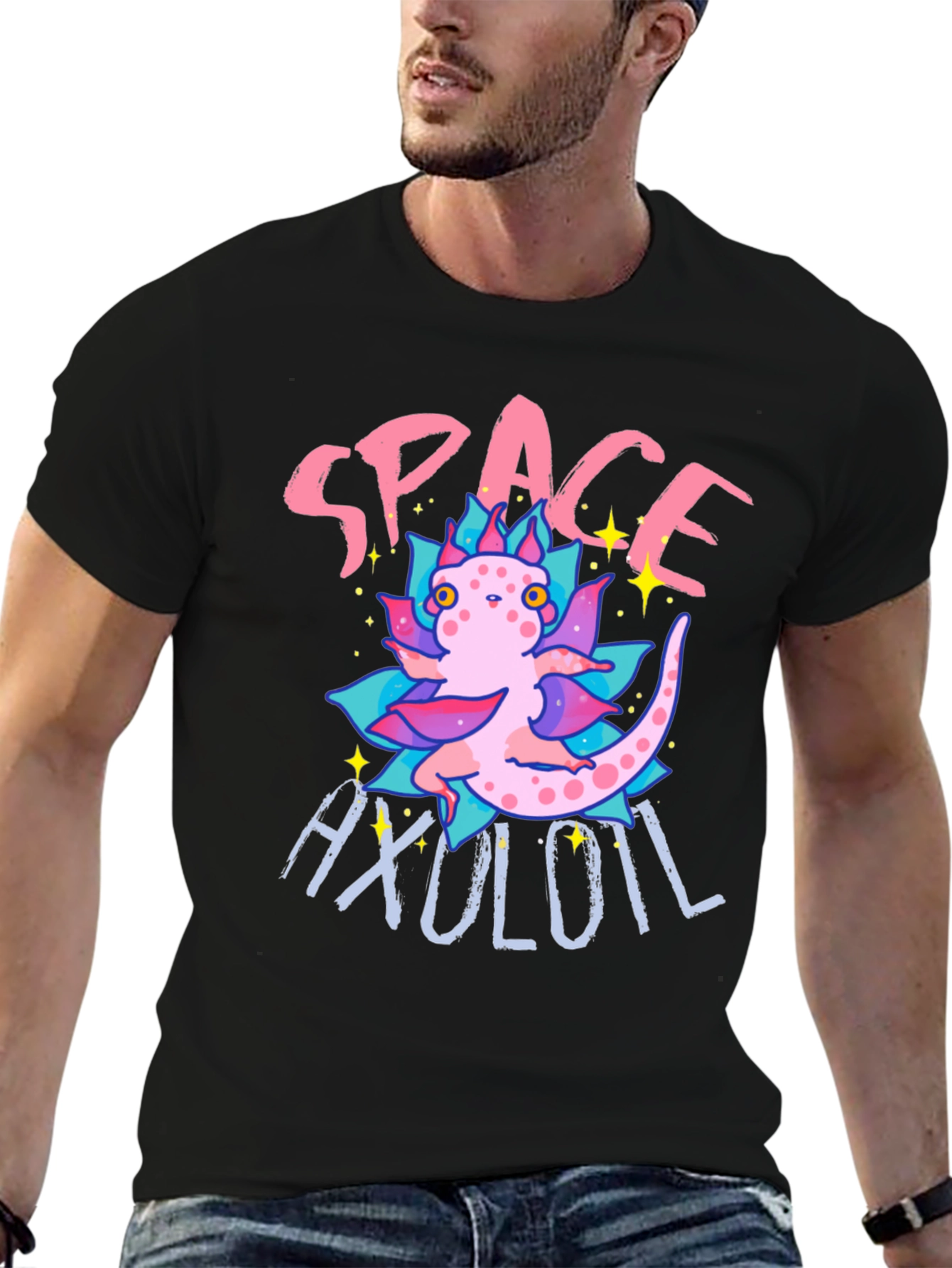 Space Axolotl T-Shirt - Cute Amphibian Tee