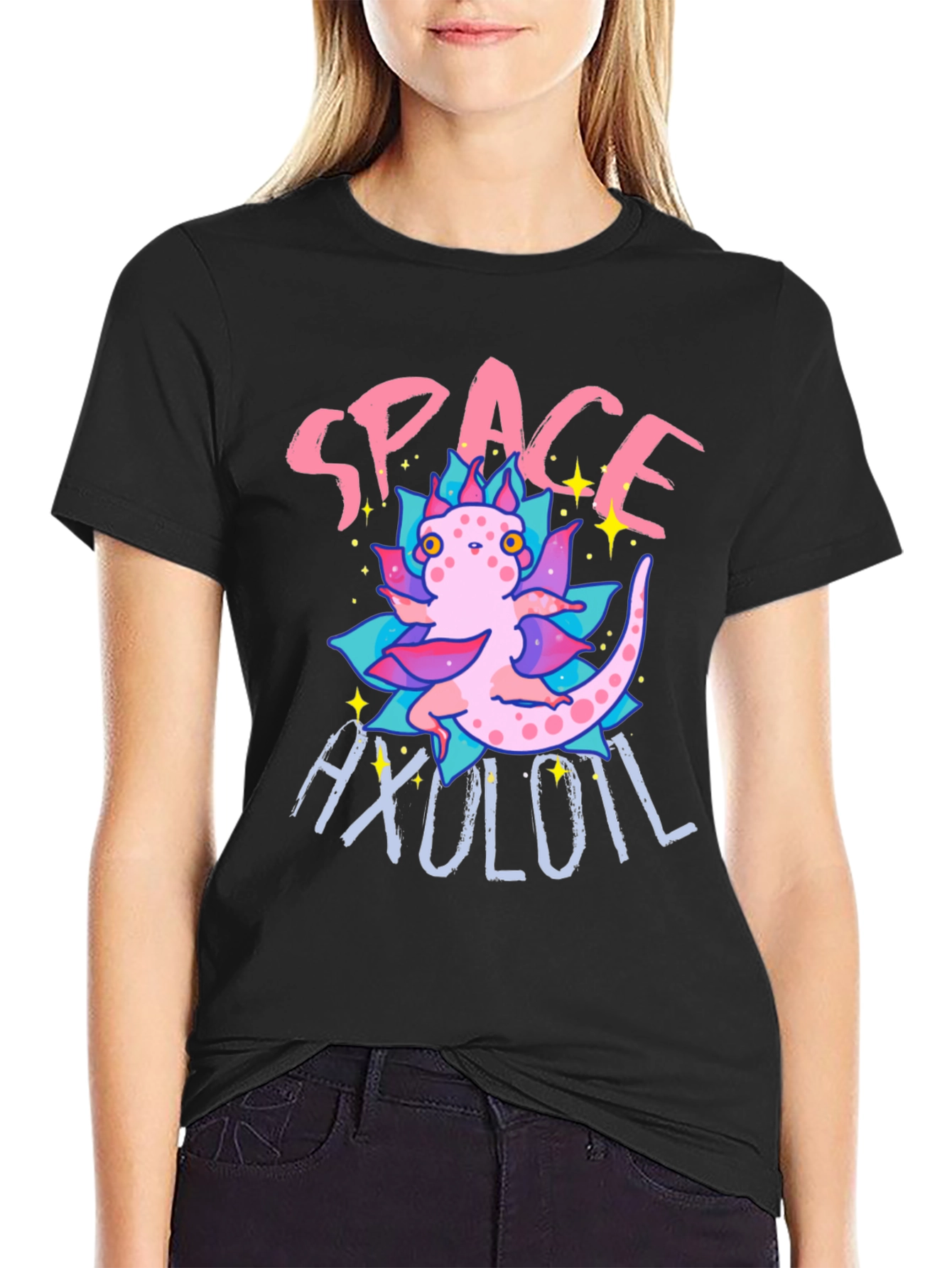 Space Axolotl T-Shirt - Cute Amphibian Tee