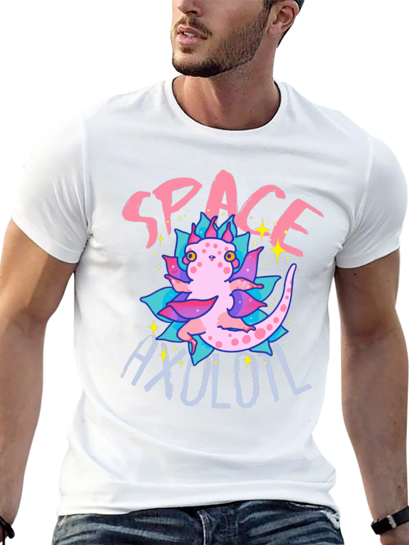 Space Axolotl T-Shirt - Cute Amphibian Tee