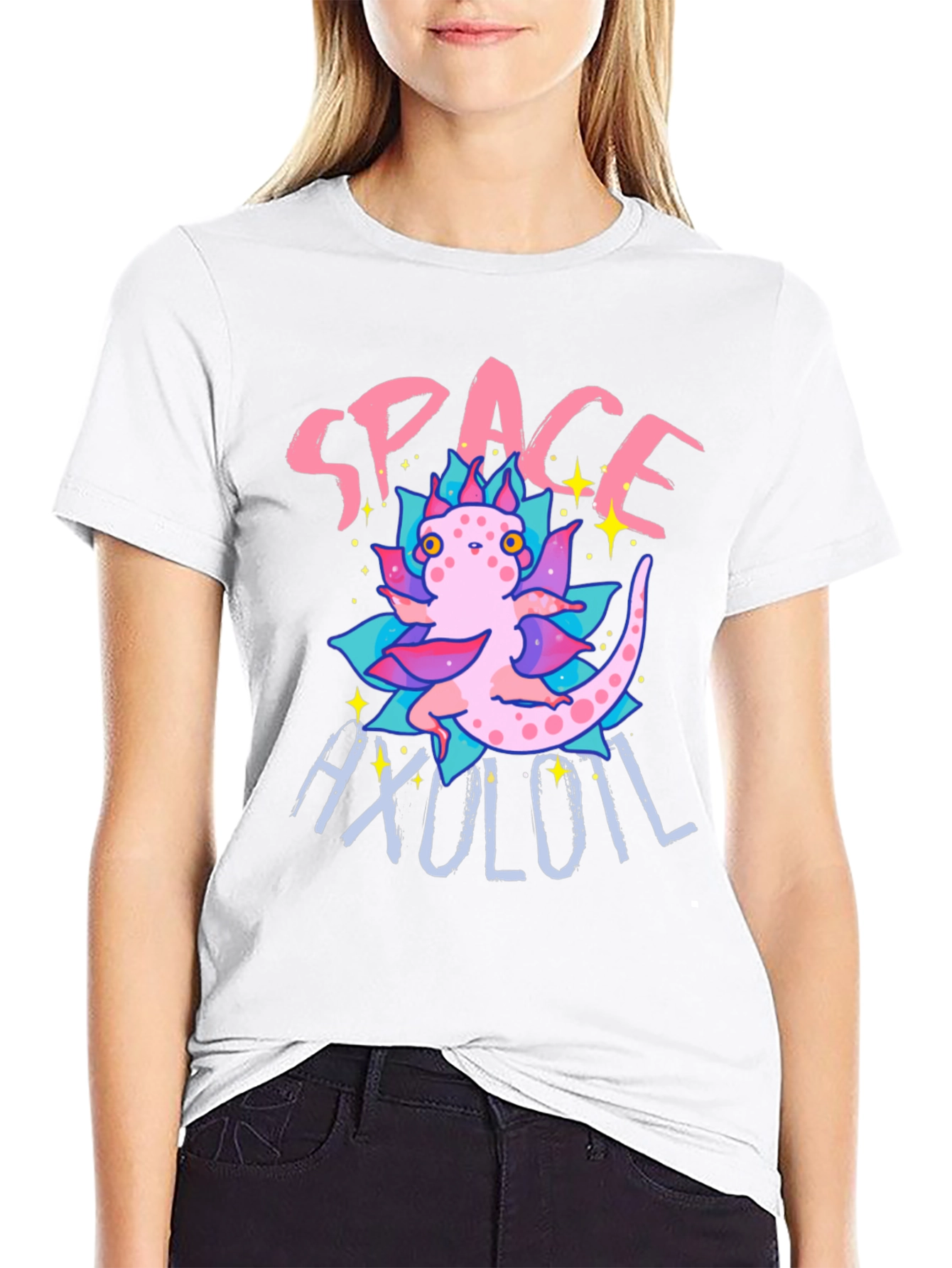 Space Axolotl T-Shirt - Cute Amphibian Tee