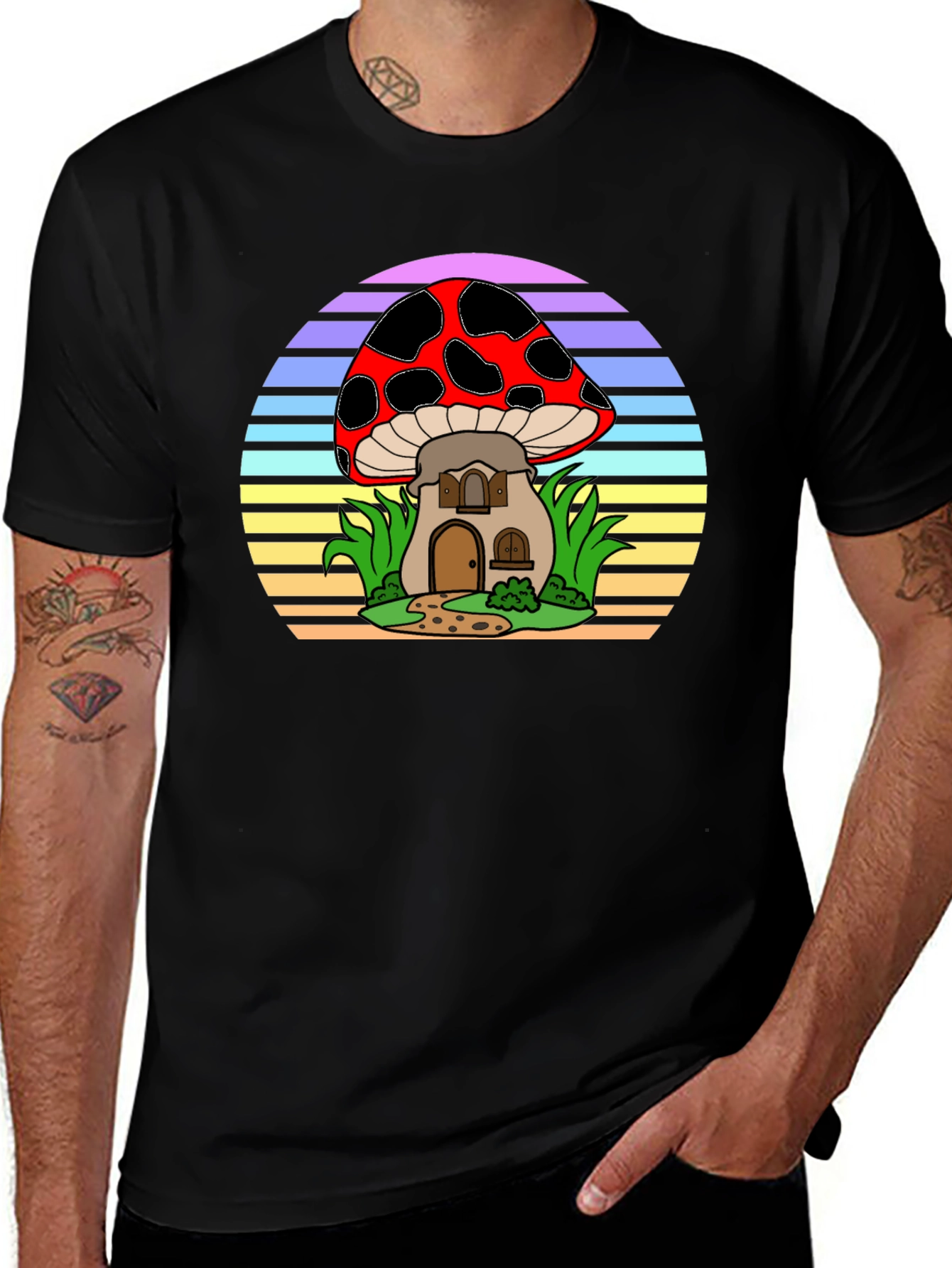 Mushroom House Retro T-Shirt