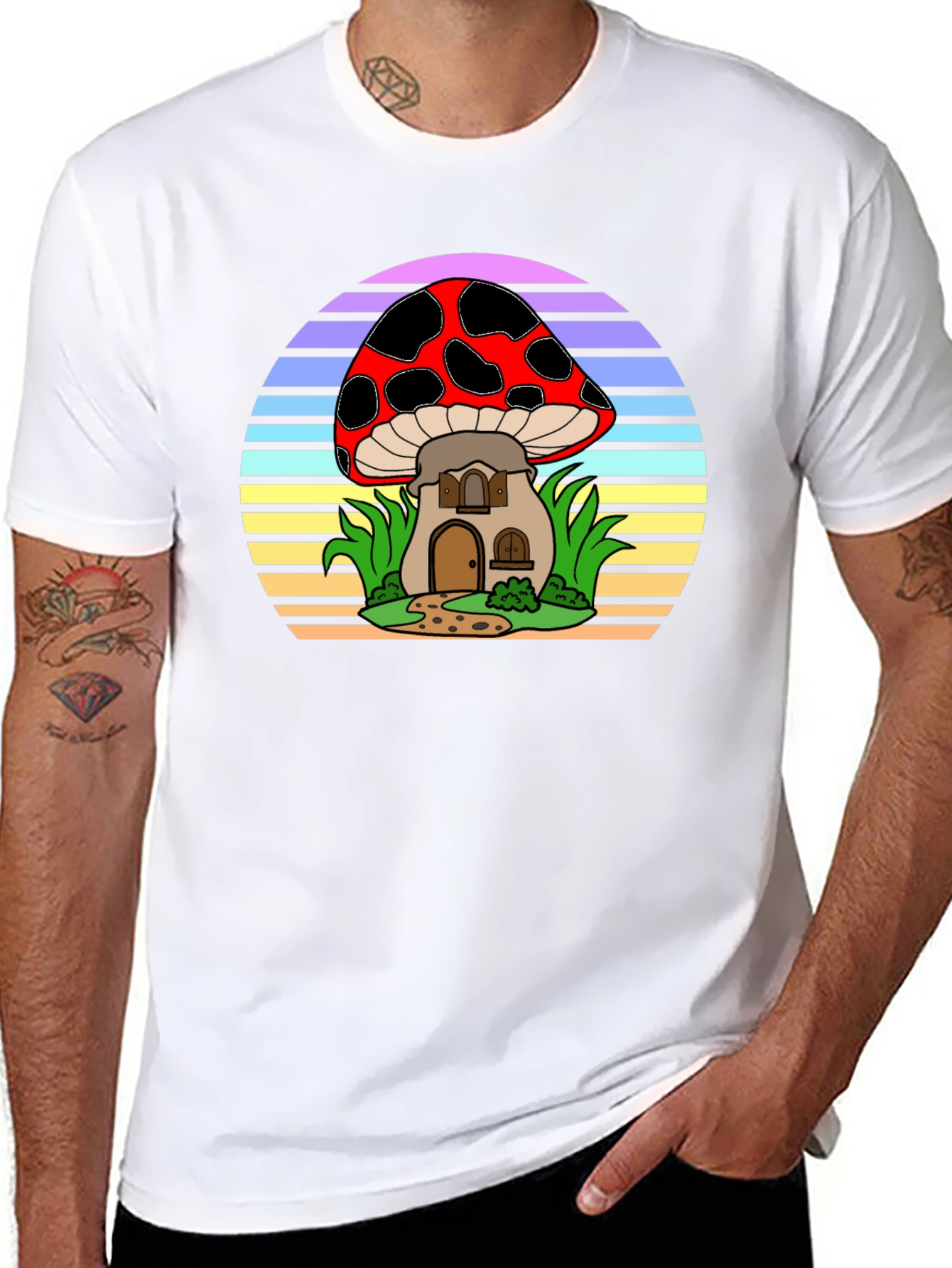 Mushroom House Retro T-Shirt