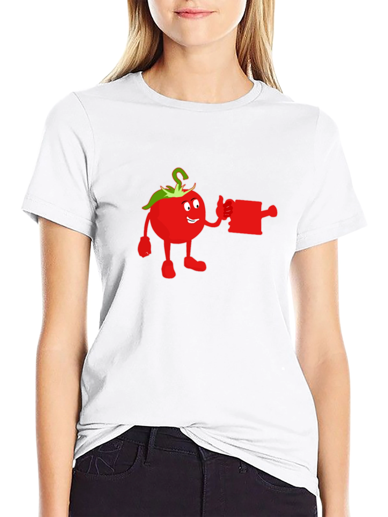 Whimsical Tomato Cartoon Graphic T-Shirt