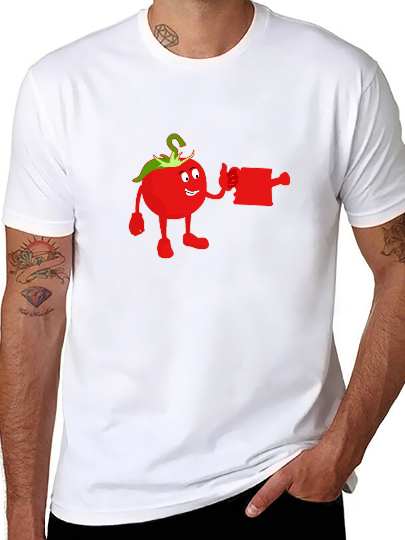 Whimsical Tomato Cartoon Graphic T-Shirt