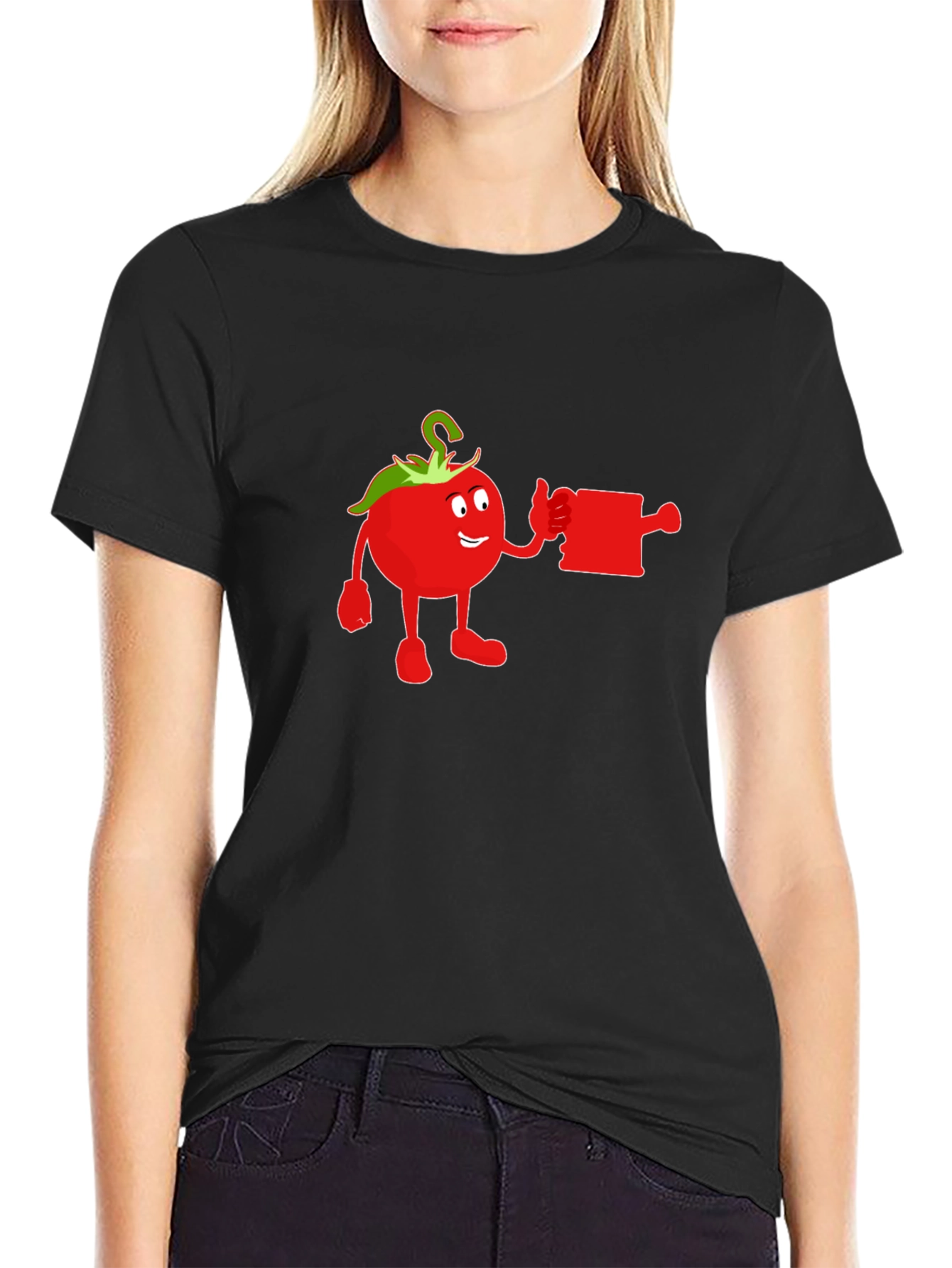 Whimsical Tomato Cartoon Graphic T-Shirt