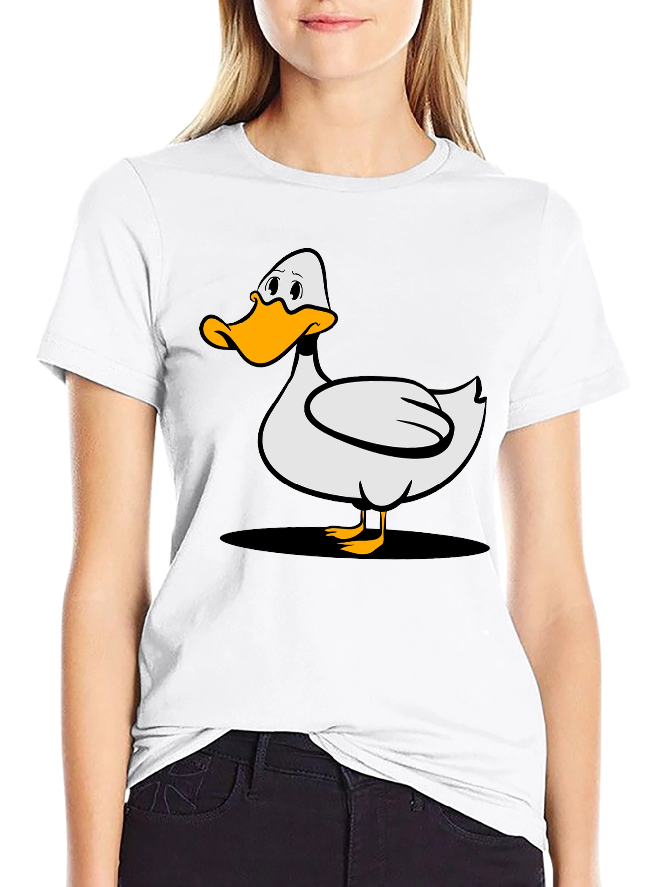 Cartoon Duck Graphic Tee - Unisex Black T-Shirt