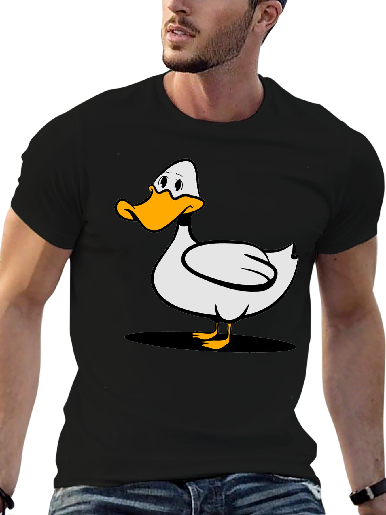 Cartoon Duck Graphic Tee - Unisex Black T-Shirt