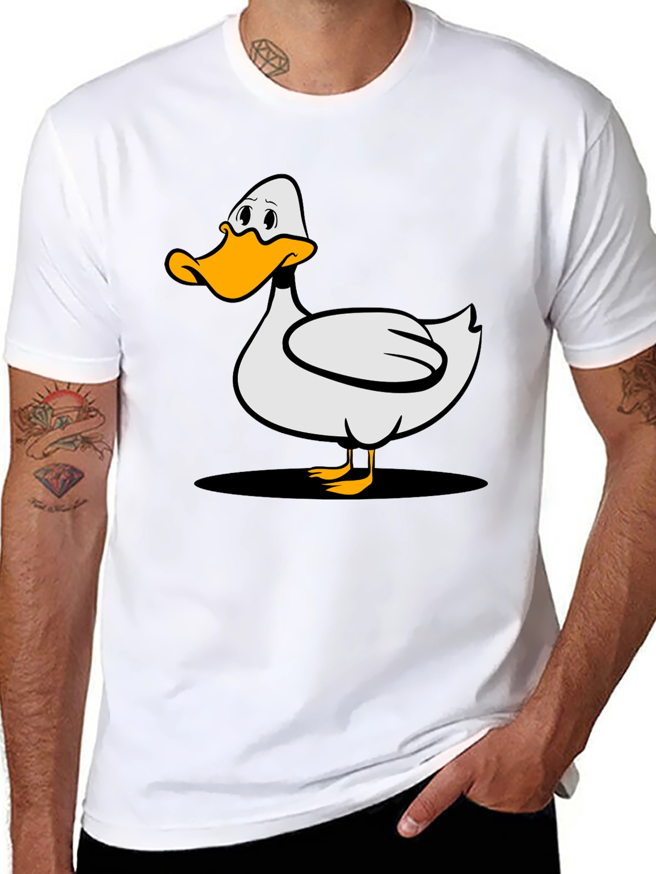Cartoon Duck Graphic Tee - Unisex Black T-Shirt