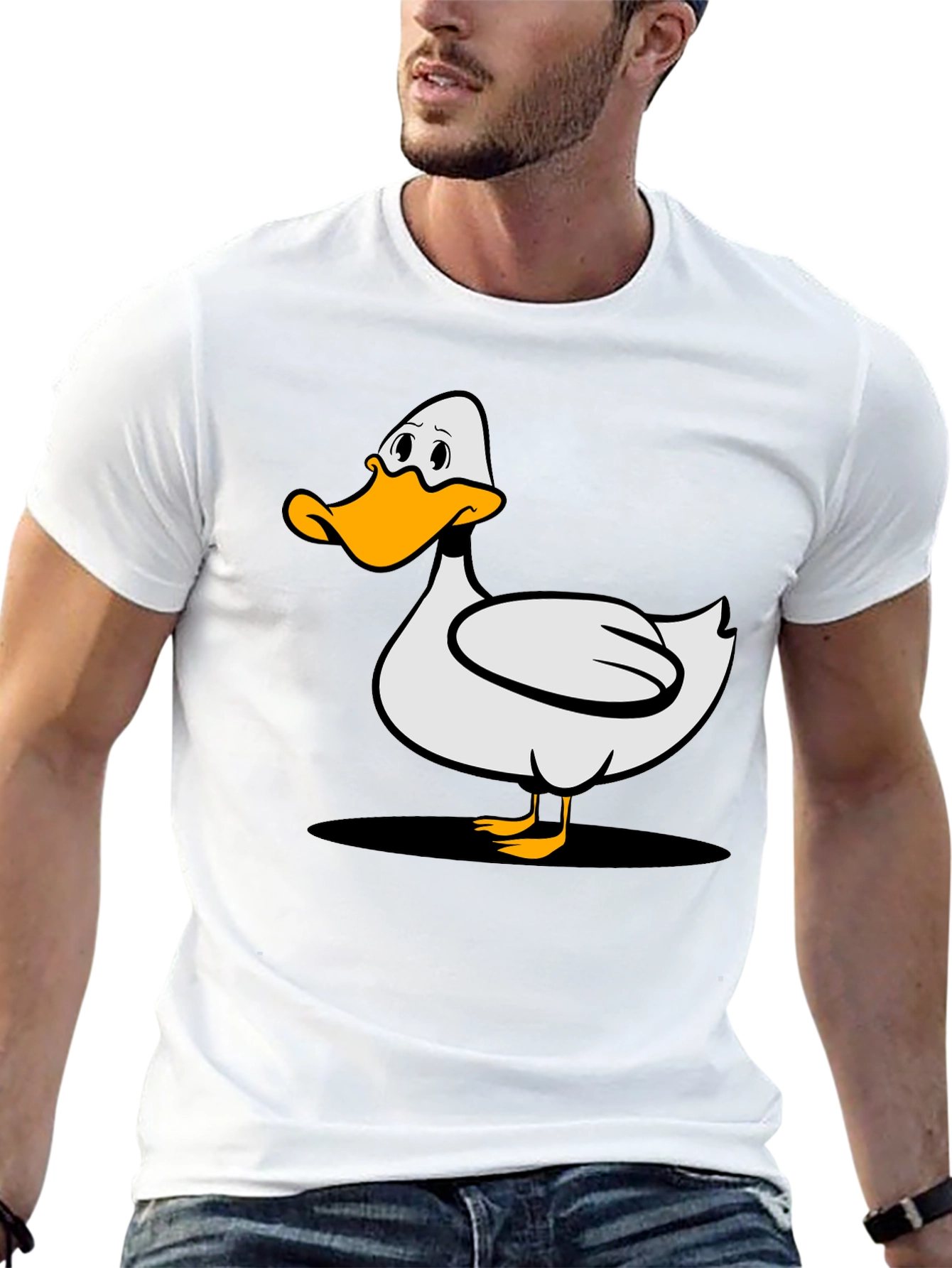 Cartoon Duck Graphic Tee - Unisex Black T-Shirt