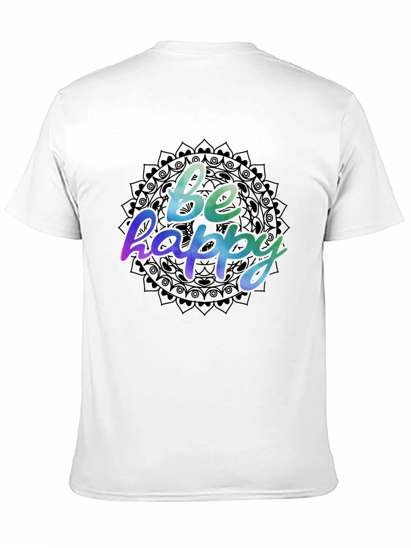 Be Happy Mandala Graphic Black T-Shirt