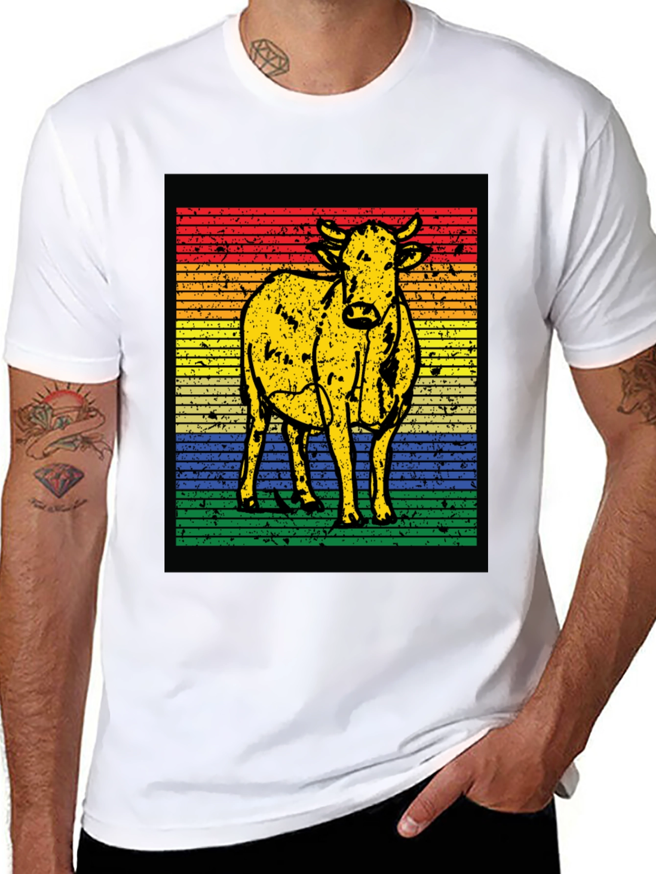 Retro Cow Graphic T-Shirt