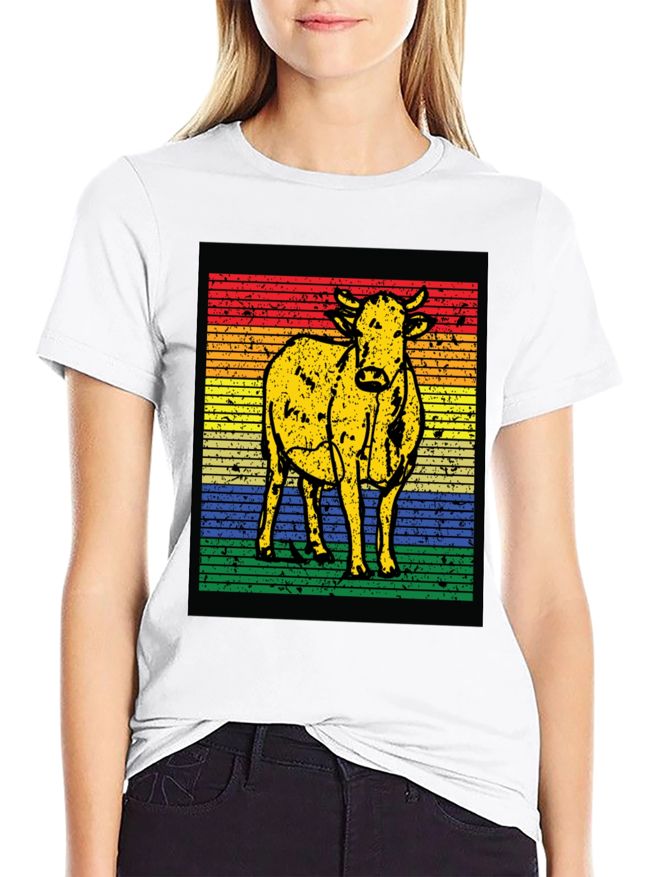 Retro Cow Graphic T-Shirt
