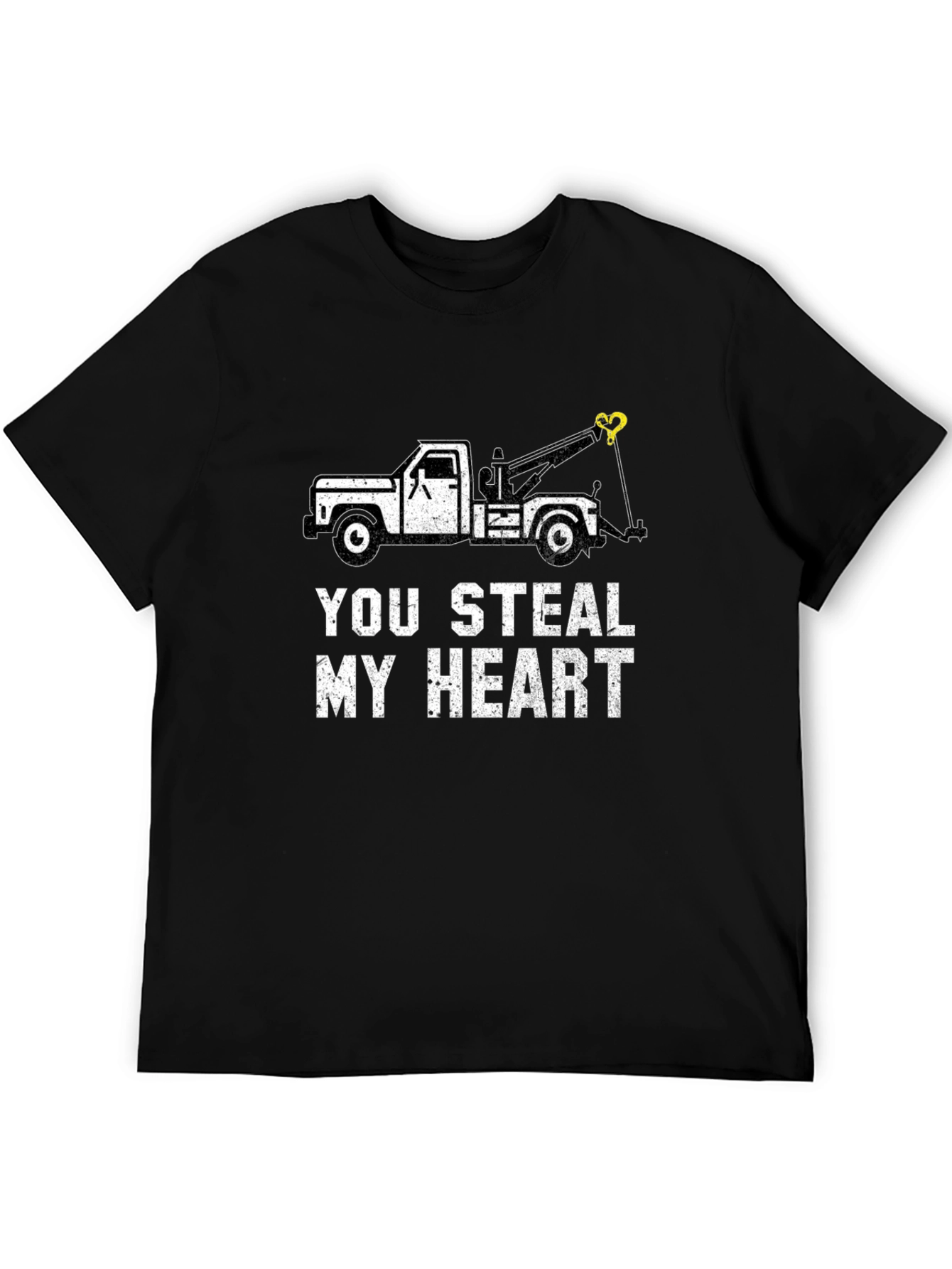 You Steal My Heart Tow Truck Black T-Shirt