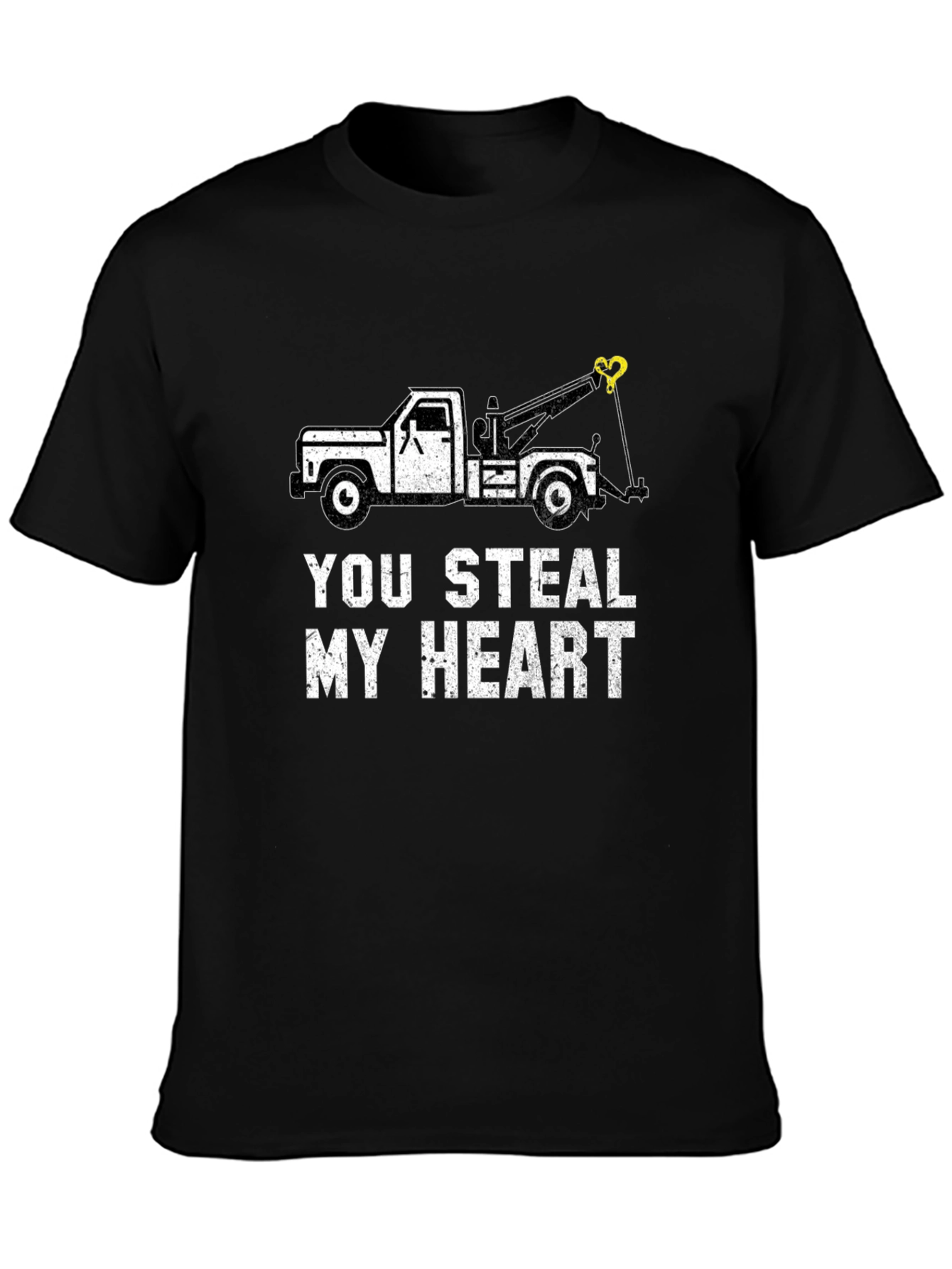 You Steal My Heart Tow Truck Black T-Shirt