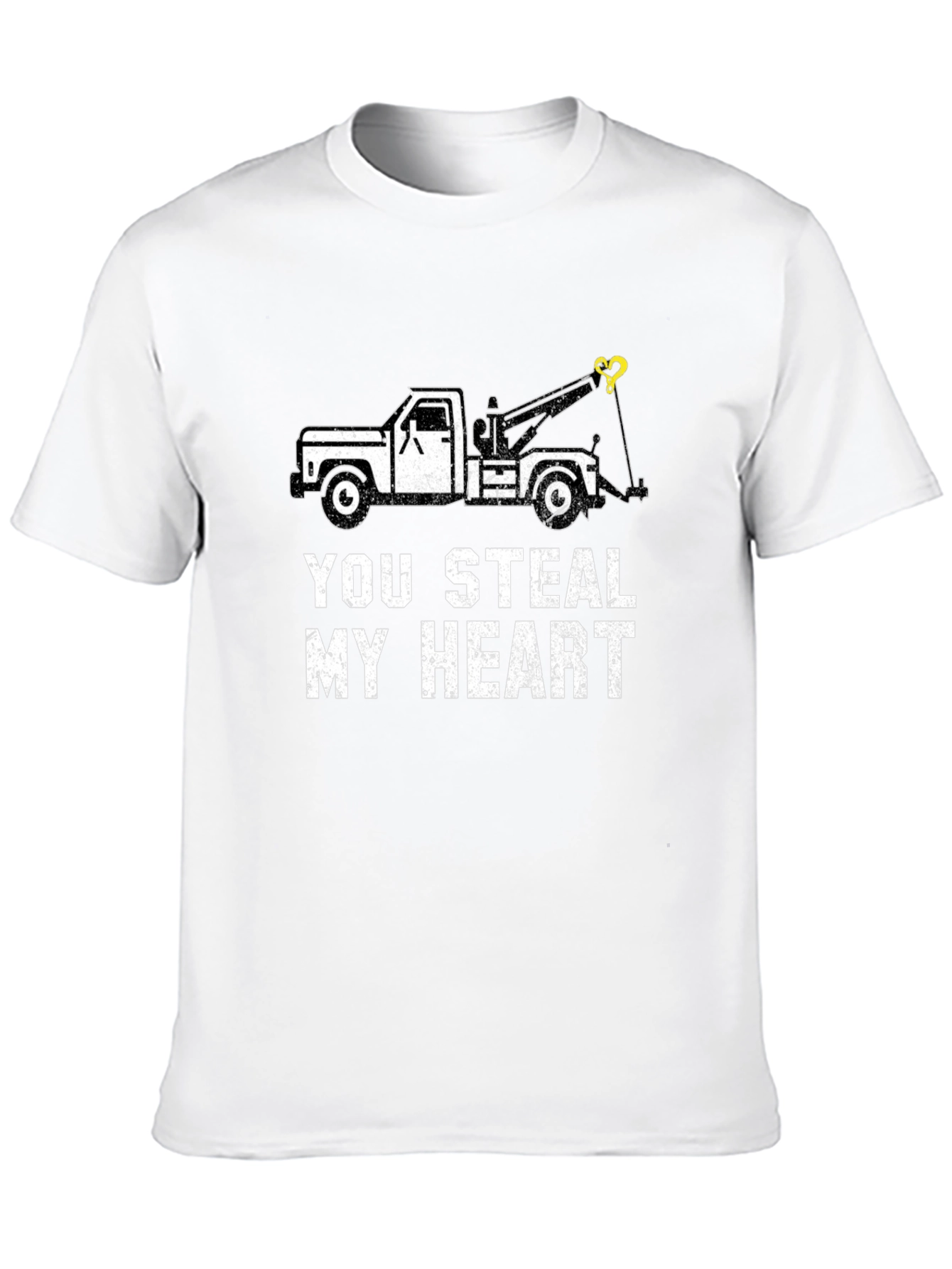 You Steal My Heart Tow Truck Black T-Shirt