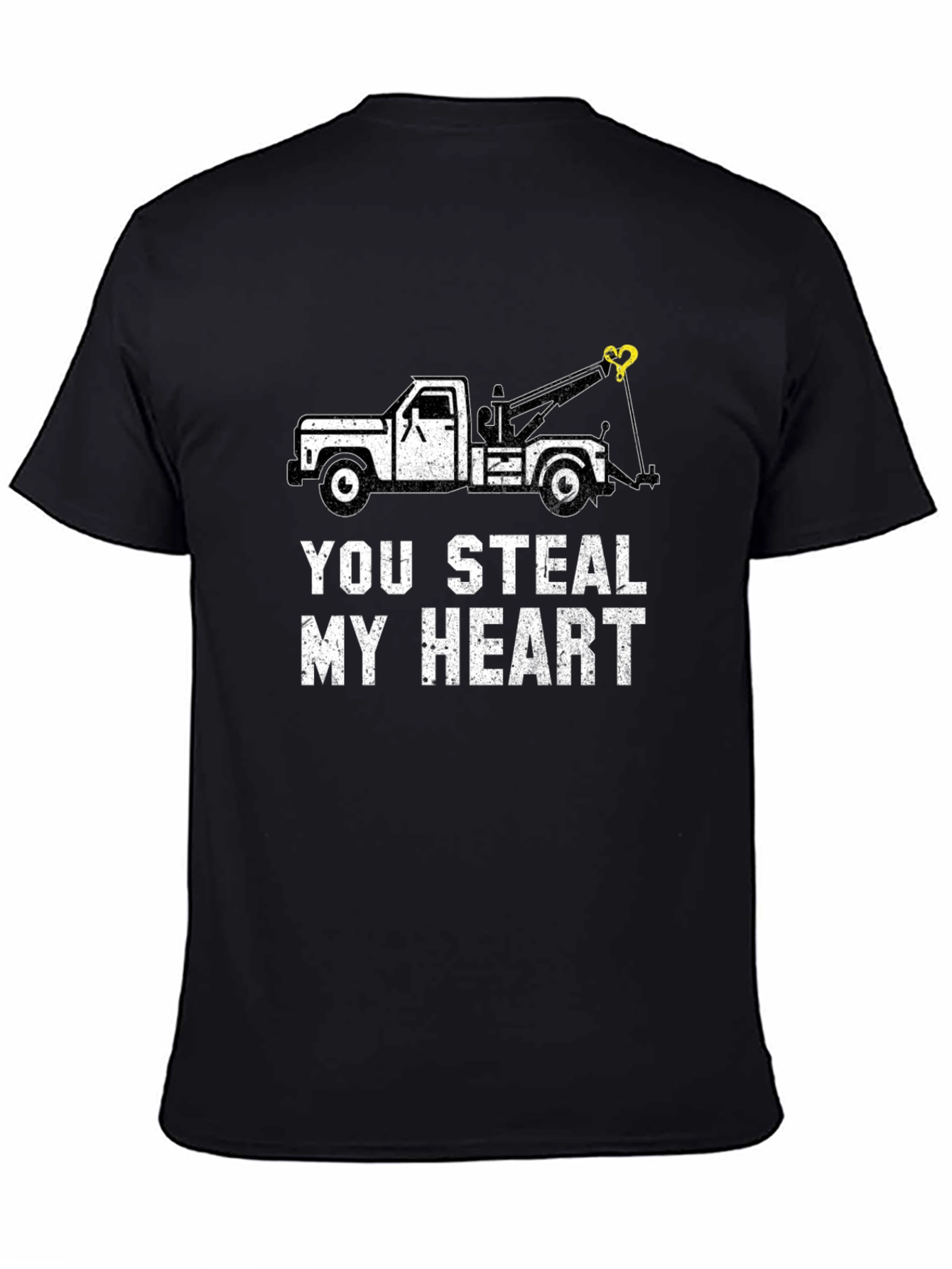 You Steal My Heart Tow Truck Black T-Shirt