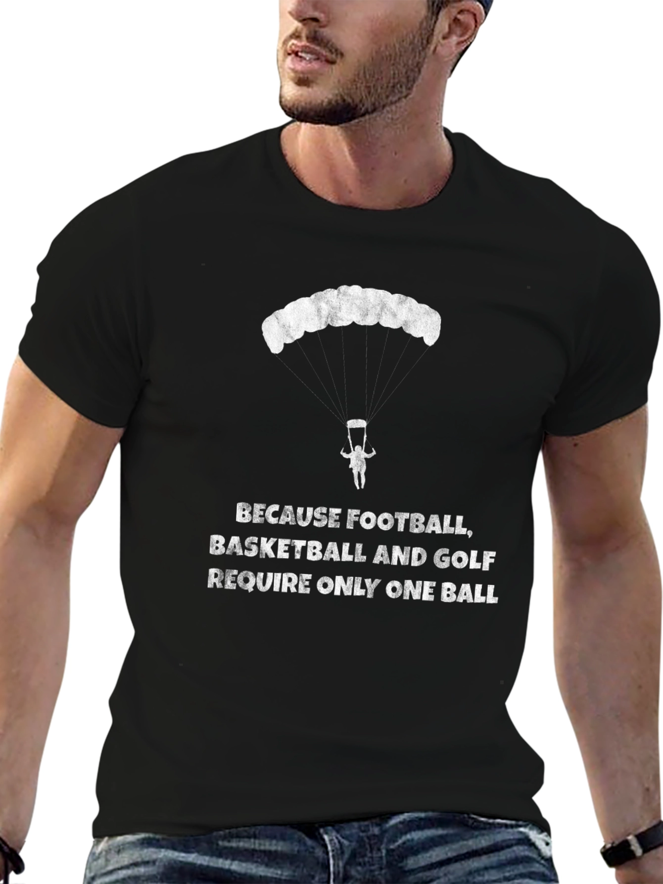 Humorous Parachute T-Shirt: One Ball Sports